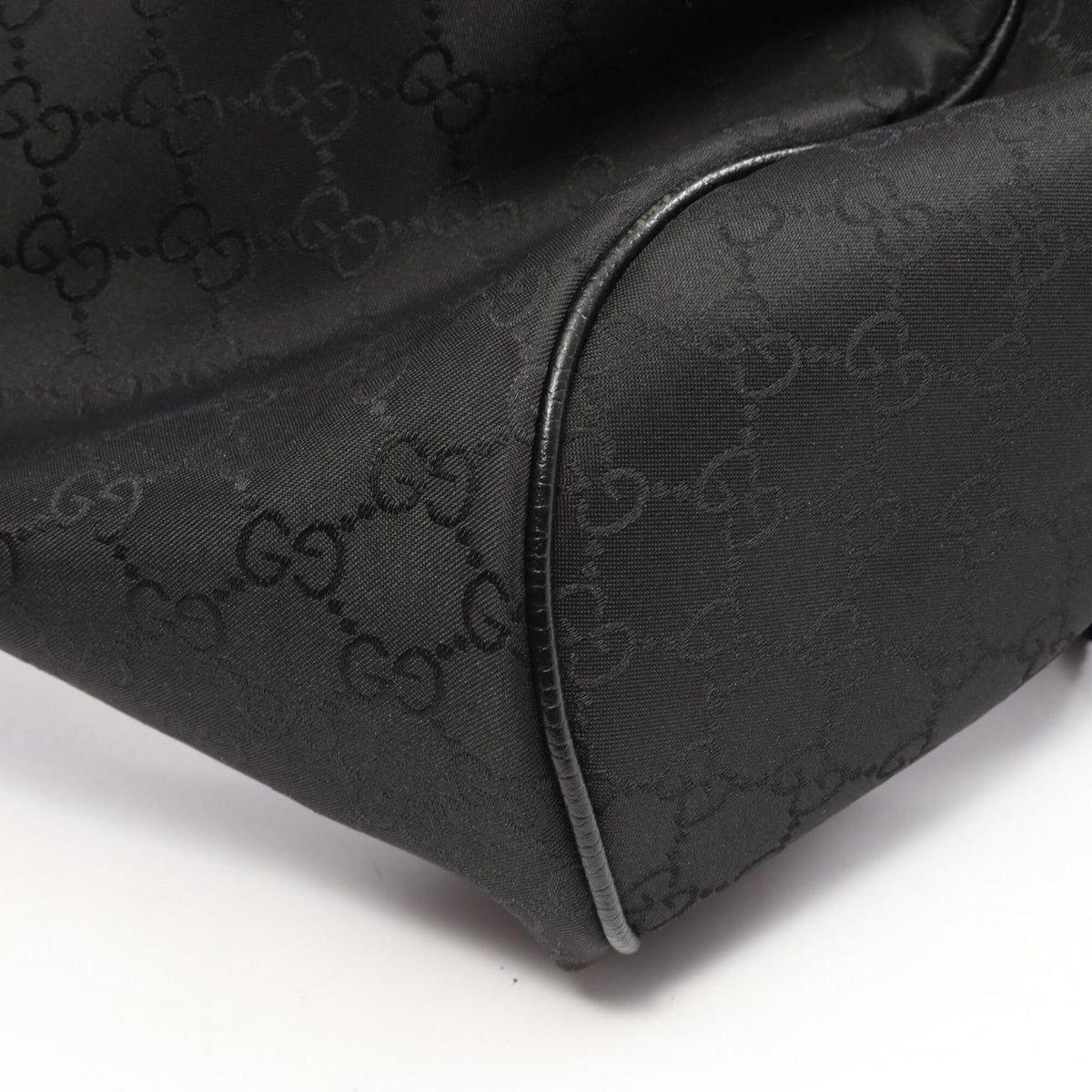 Gucci Black Gray Nylon Leather Backpack Handbag (Pre-Owned)