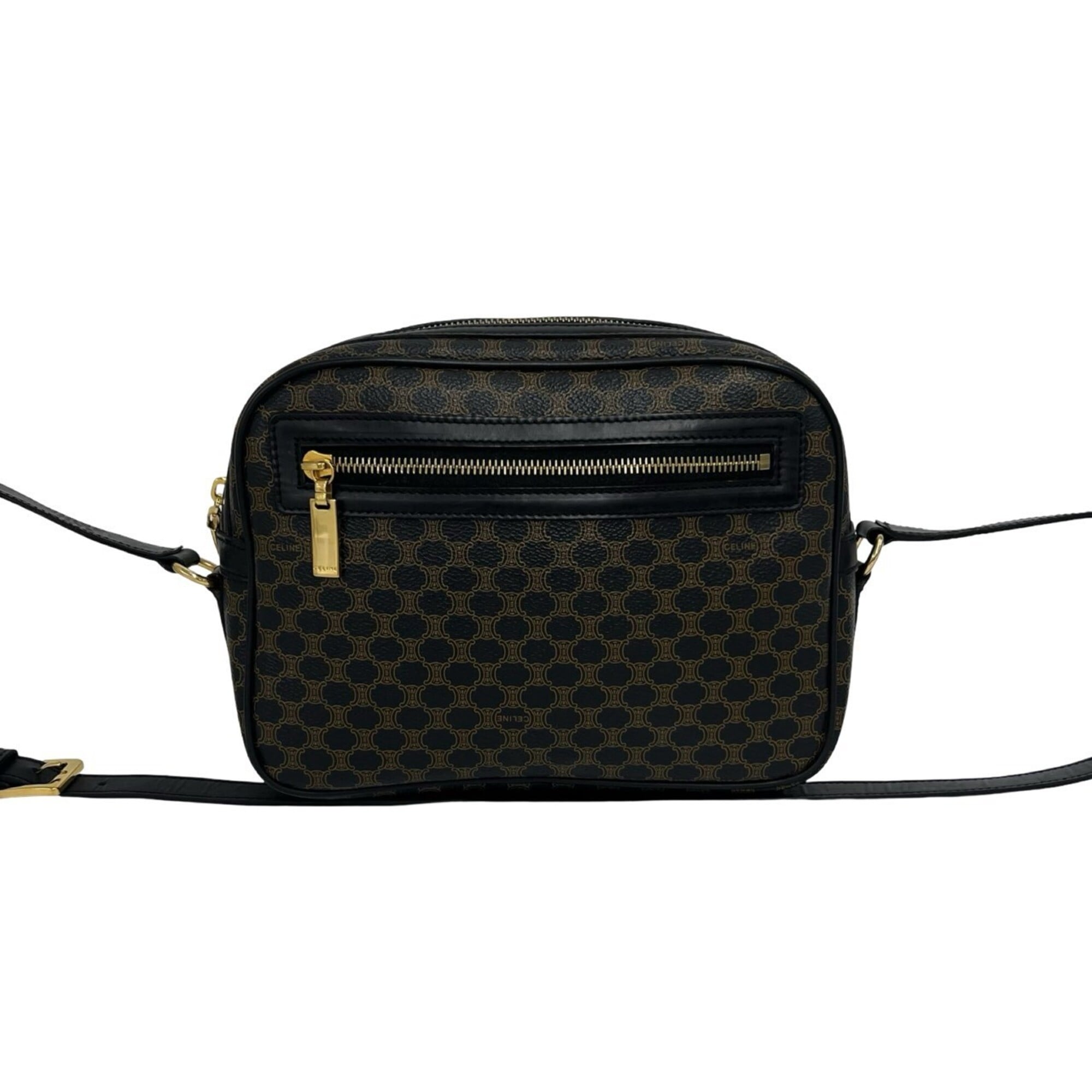 Celine Black Brown Leather Pvc Shoulder Bag (Pre-Owned)