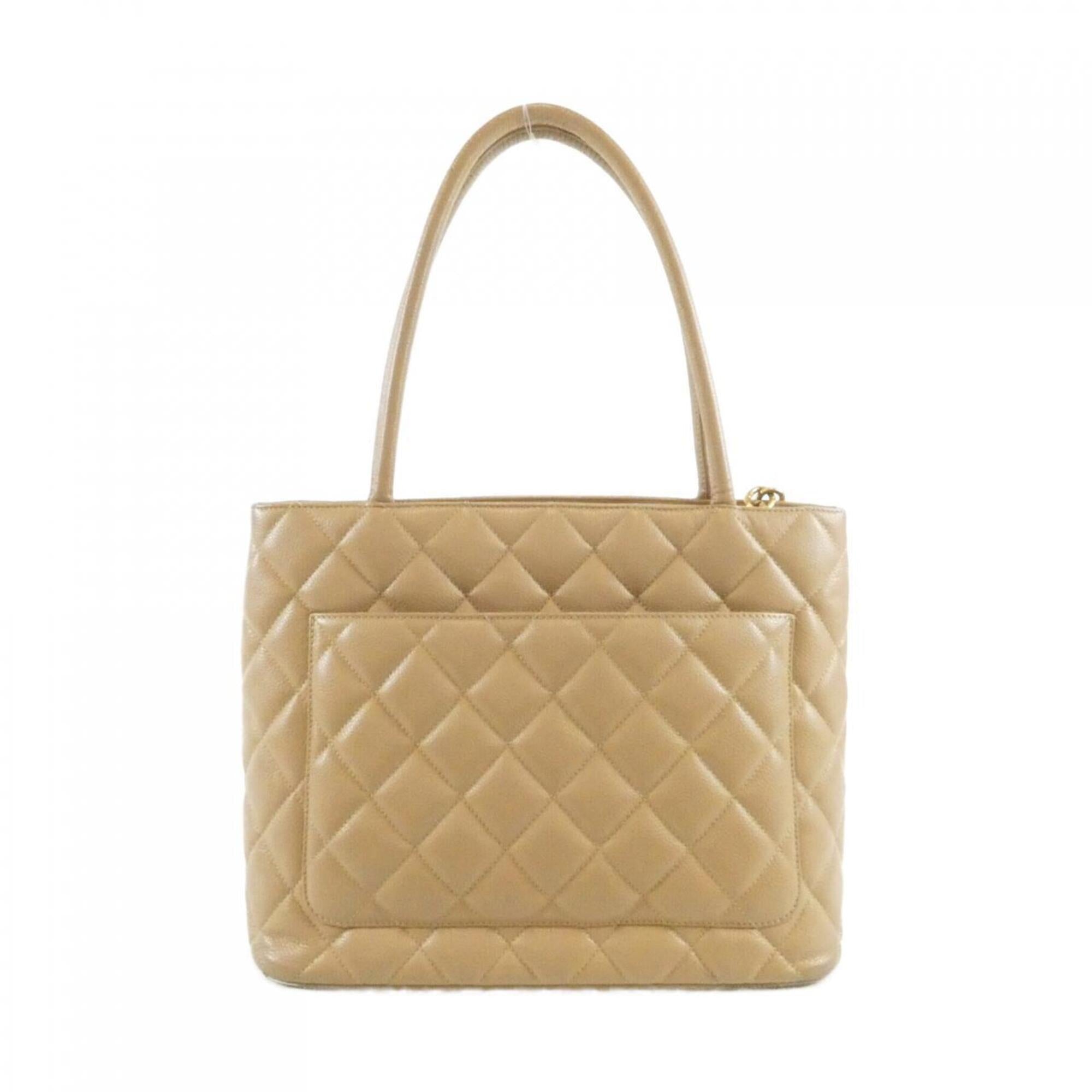 Chanel Beige Grained Calfskin Handbag (Pre-Owned)