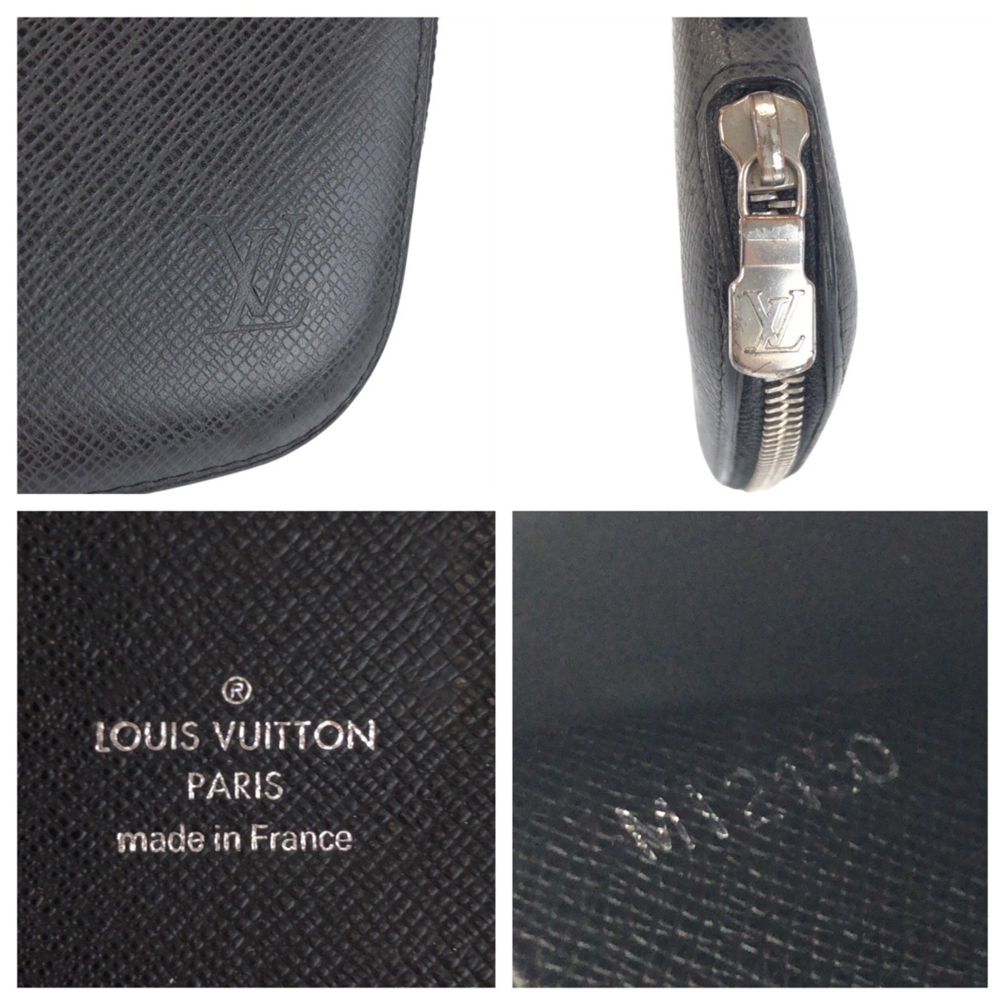 Louis Vuitton Black Leather Long Wallet (Bi-Fold) (Pre-Owned)