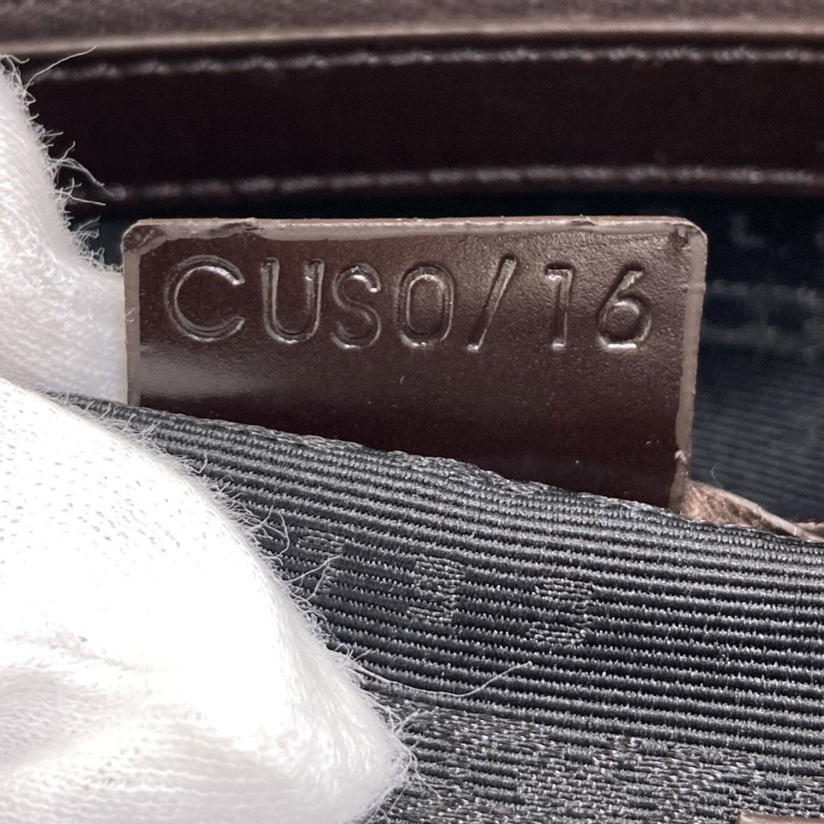 Celine Dark Brown Gray Leather Canvas Handbag (Pre-Owned)