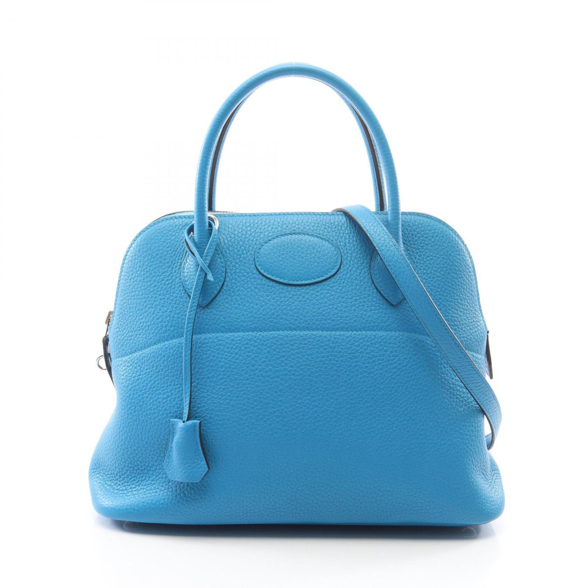 Hermes Blue Taurillon Clemence Leather Leather Handbag (Pre-Owned)