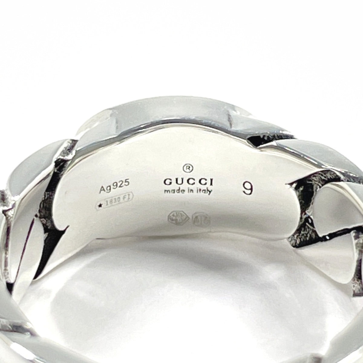 Gucci Silver Light Purple Enamel Silver 925 Band Ring (Pre-Owned)