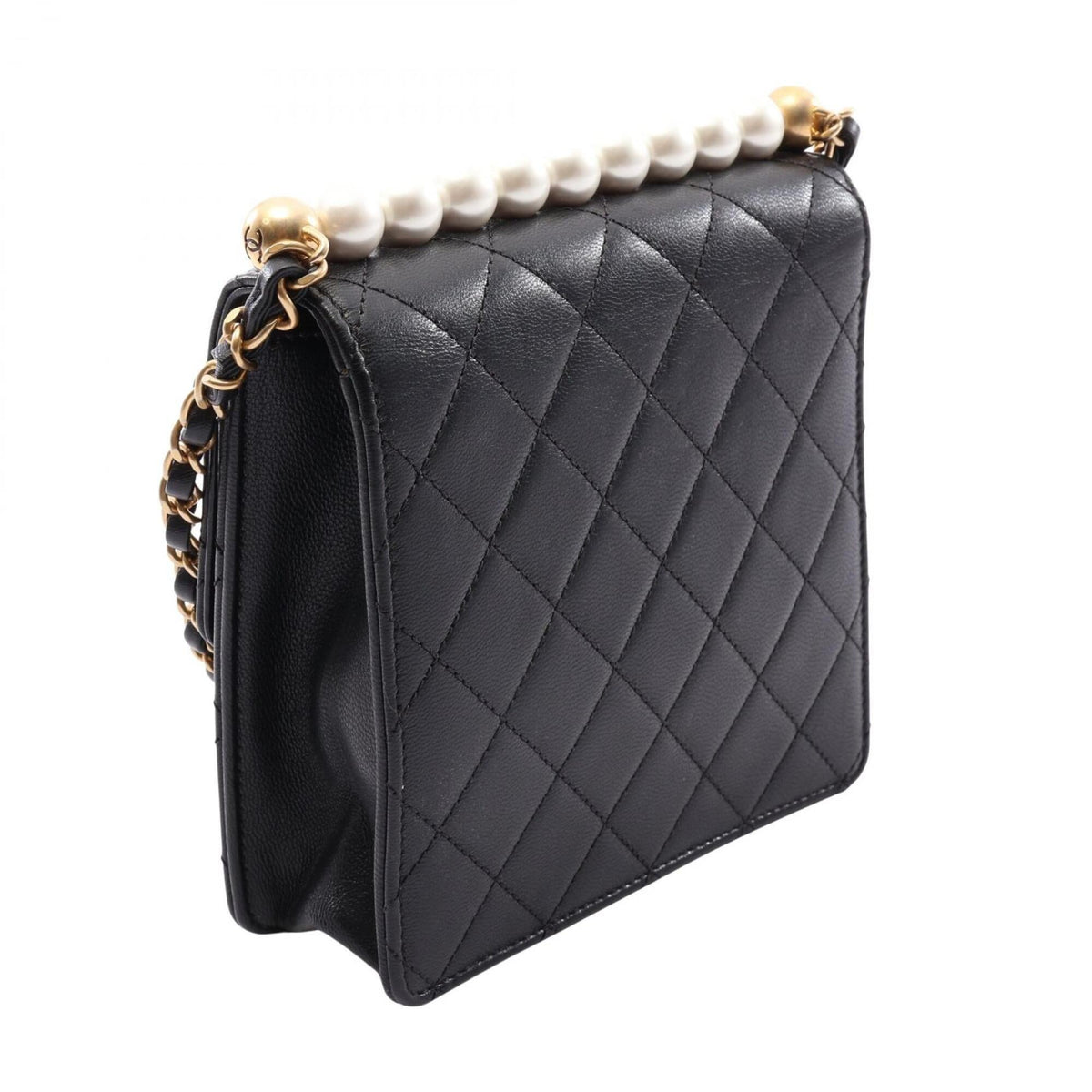 Chanel Black Leather Handbag Shoulder Bag (Pre-Owned)