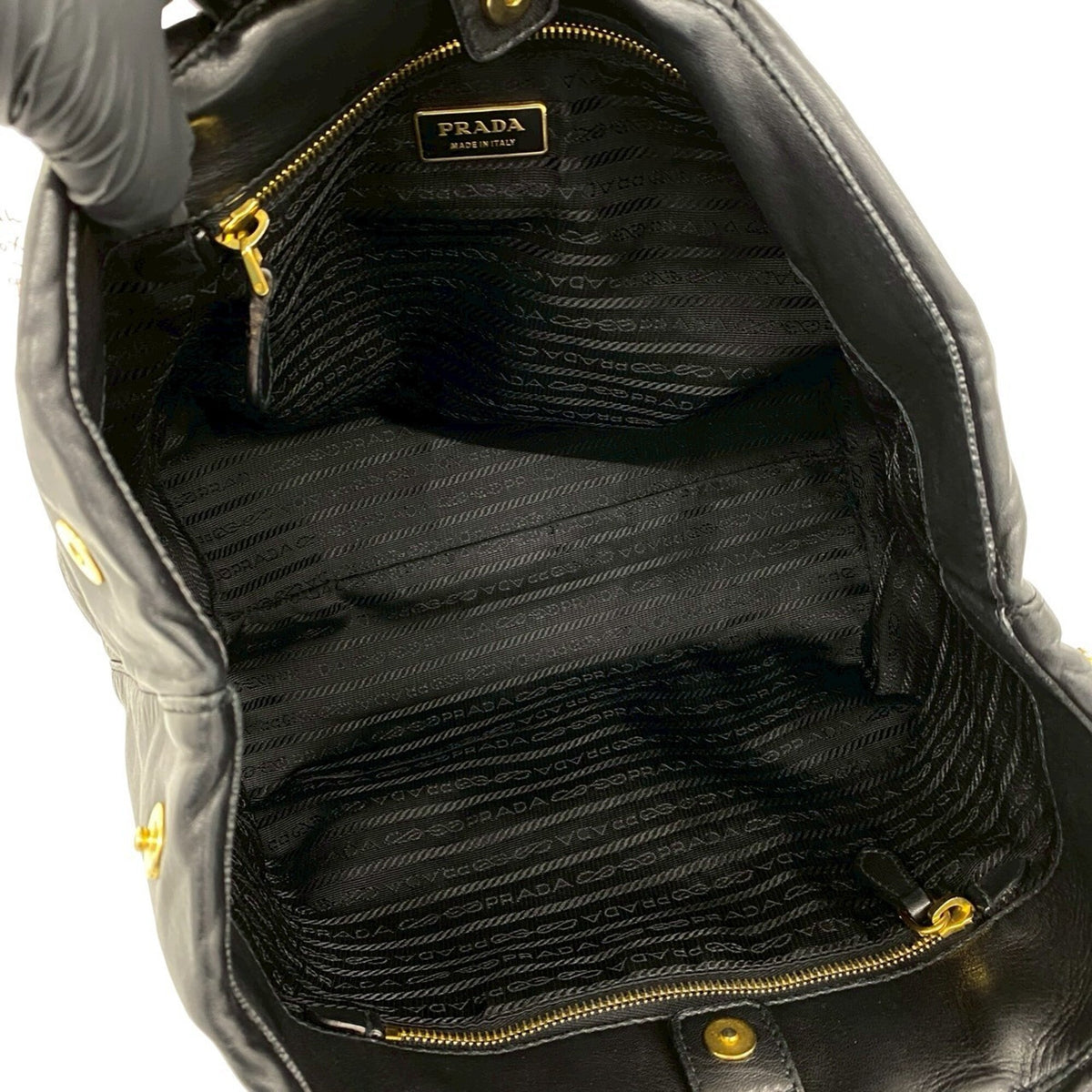 Prada Black Leather Boston Bag Handbag Tote Bag (Pre-Owned)