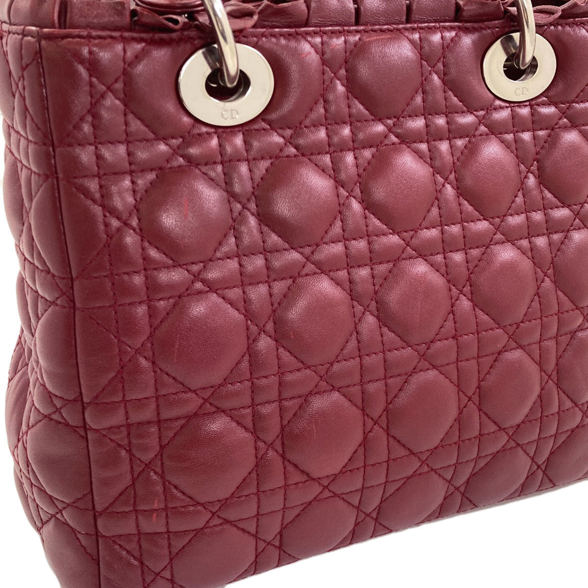Christian Dior Lady Dior Red Color Leather Handbag (Pre-Owned)