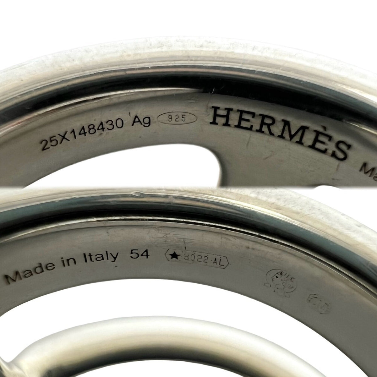 Hermes Silver Silver 925 Band Ring (Pre-Owned)