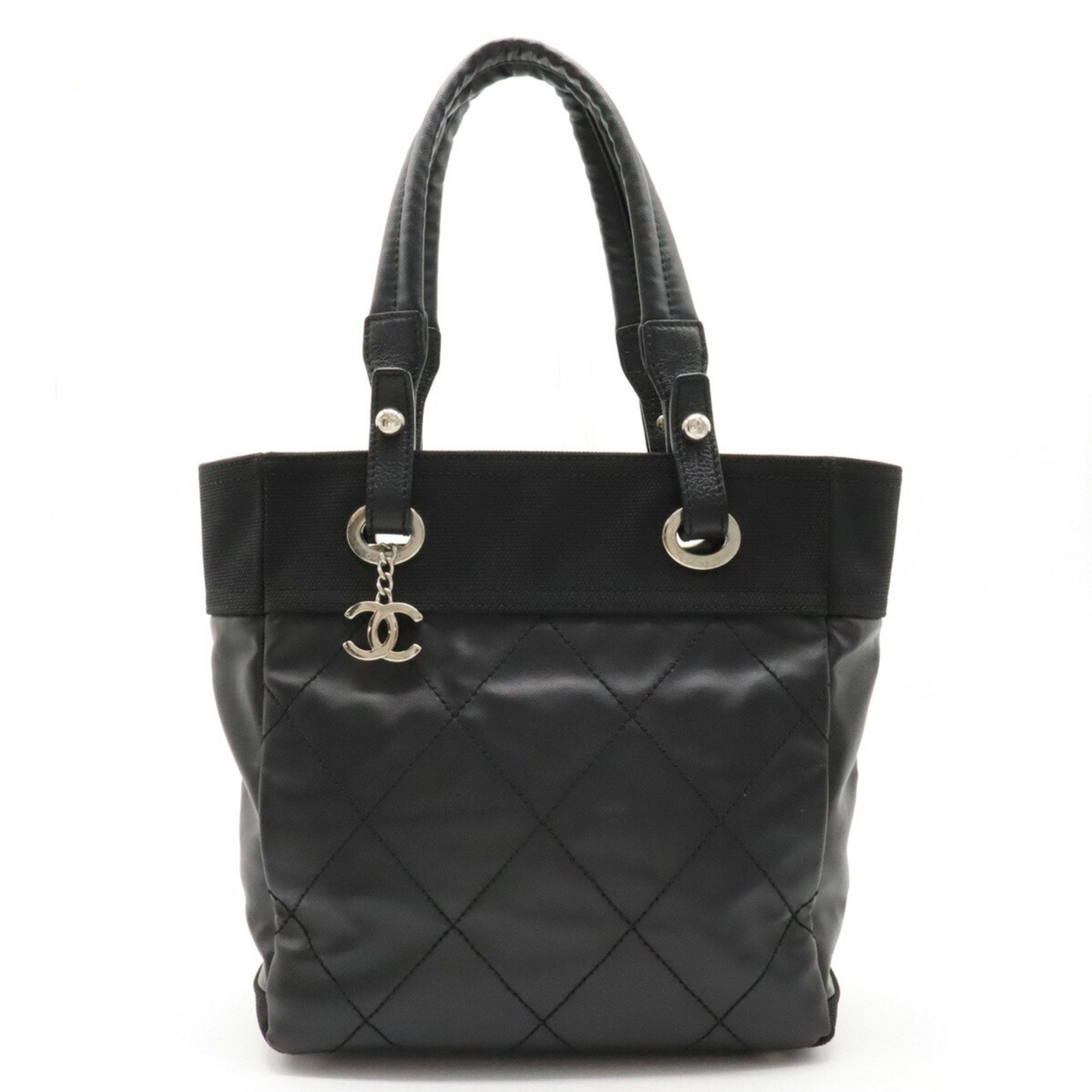 Chanel Black Coated Canvas Shoulder Bag Tote Bag (Pre-Owned)