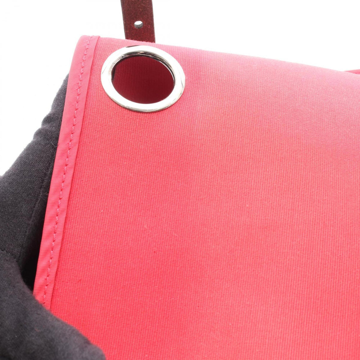 Hermes Black Red Color Toile Officier Canvas Leather Handbag Pouch (Pre-Owned)