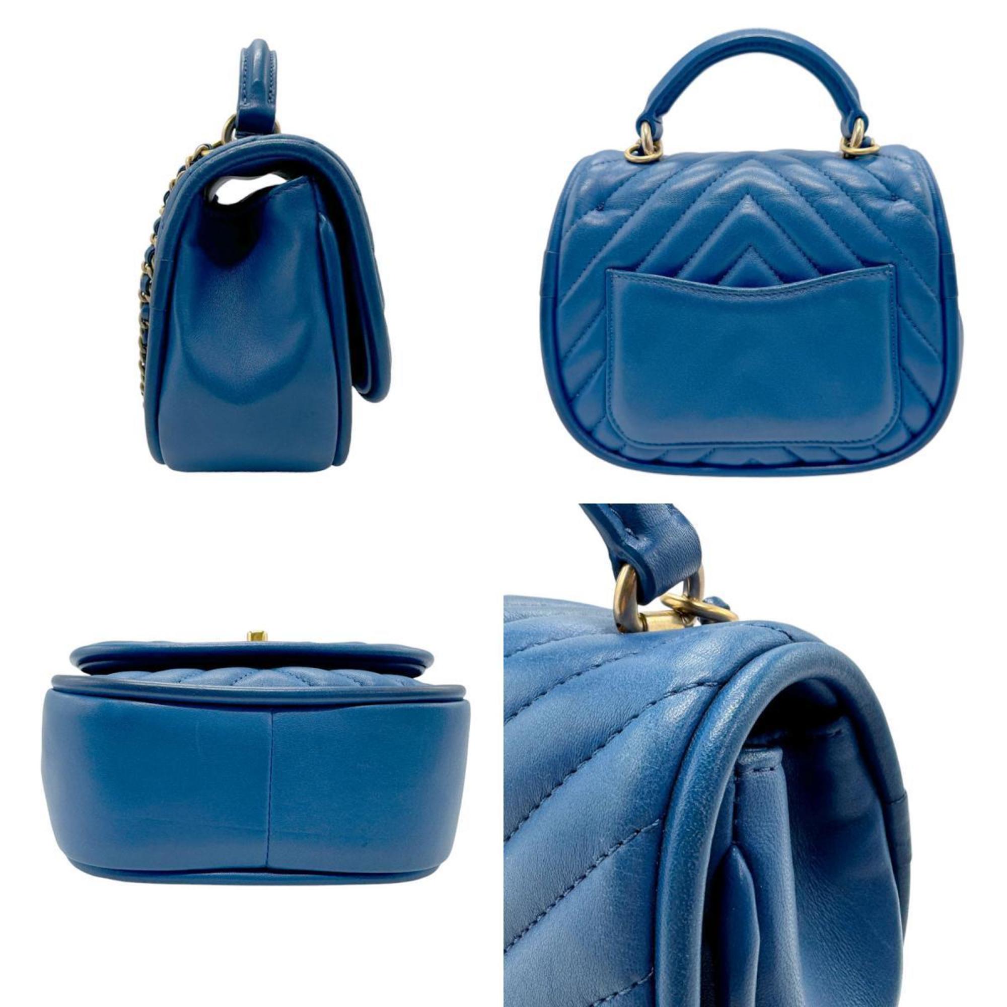 Chanel Blue Leather Handbag Shoulder Bag (Pre-Owned)