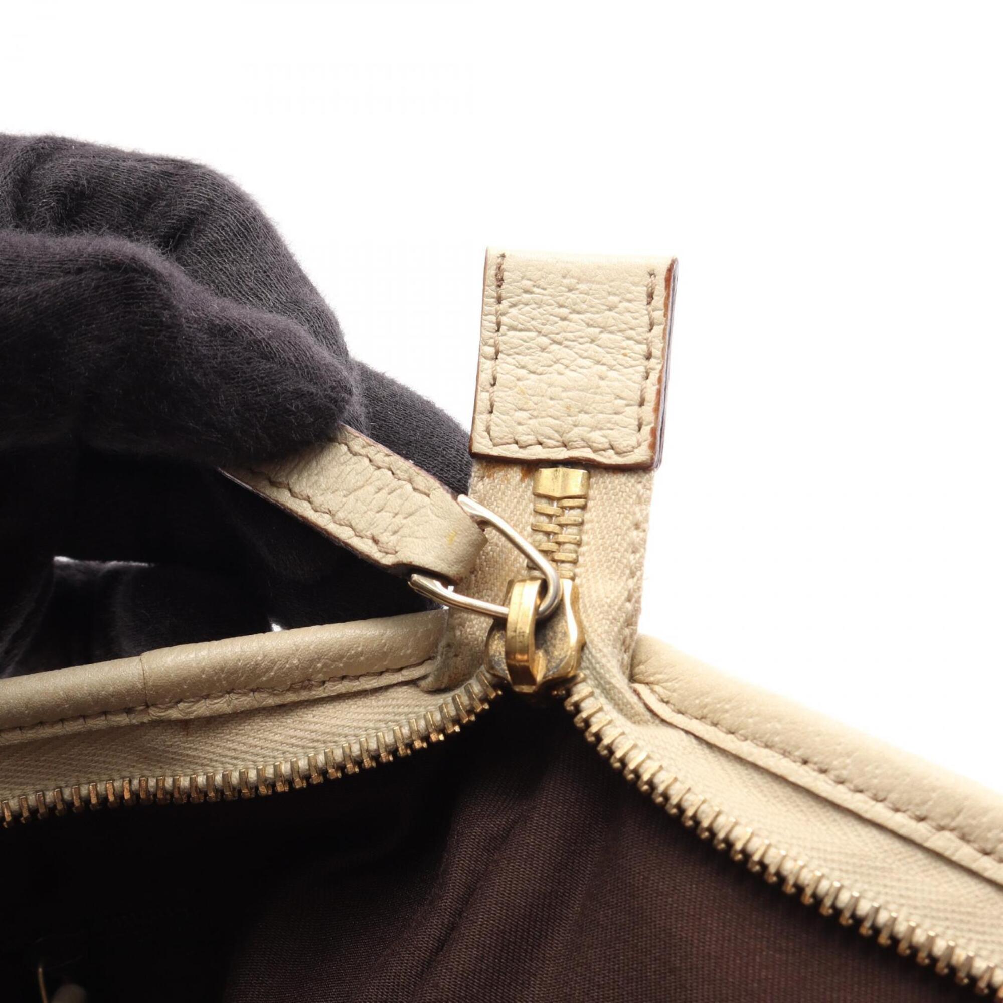 Gucci Beige White Gg Canvas Handbag Shoulder Bag (Pre-Owned)