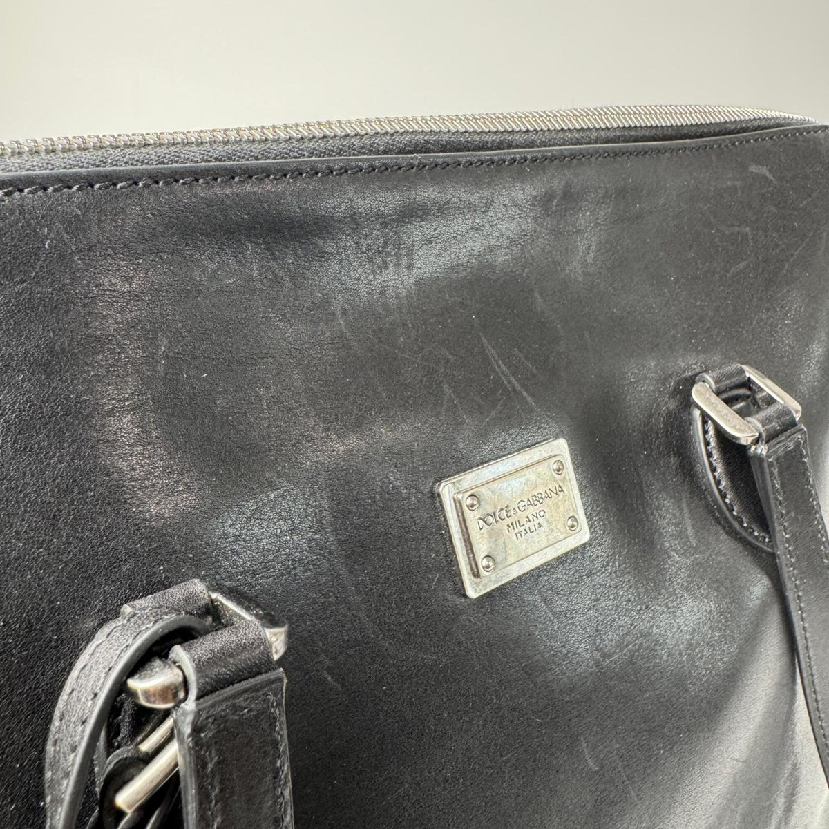 Dolce & Gabbana Black Leather Shoulder Bag Tote Bag (Pre-Owned)