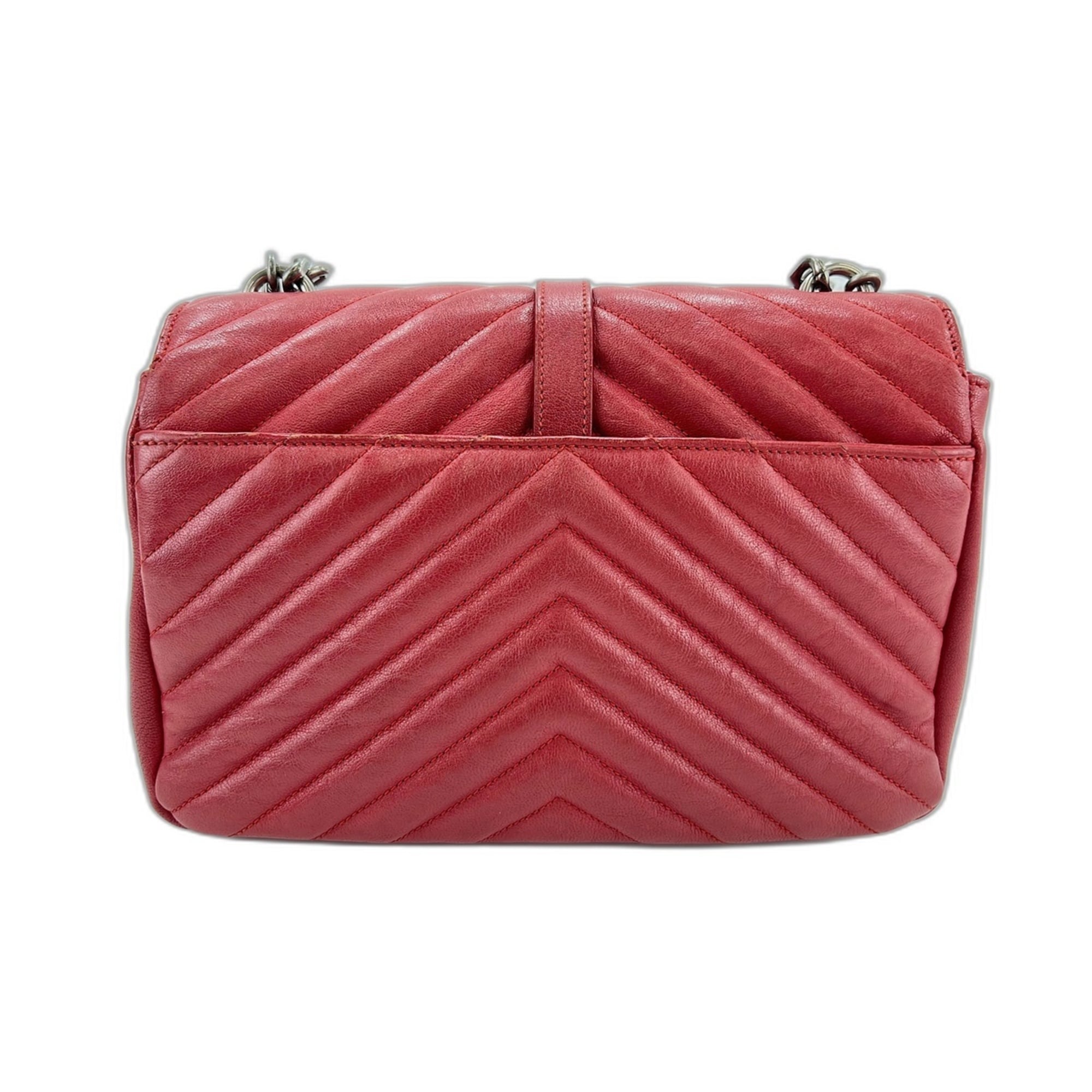 Yves Saint Laurent Red Color Leather Shoulder Bag (Pre-Owned)