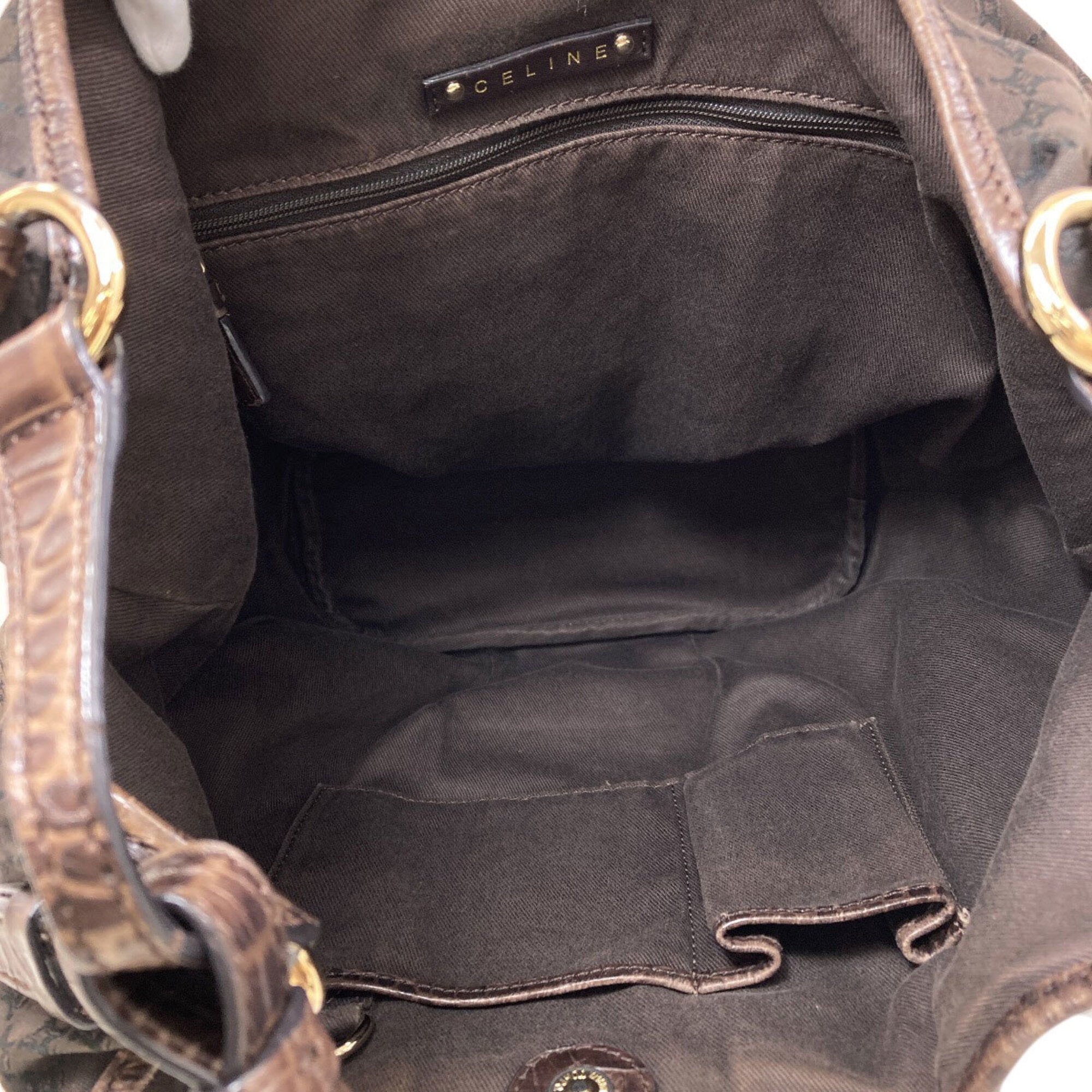 Celine Macadam Brown Canvas Shoulder Bag (Pre-Owned)