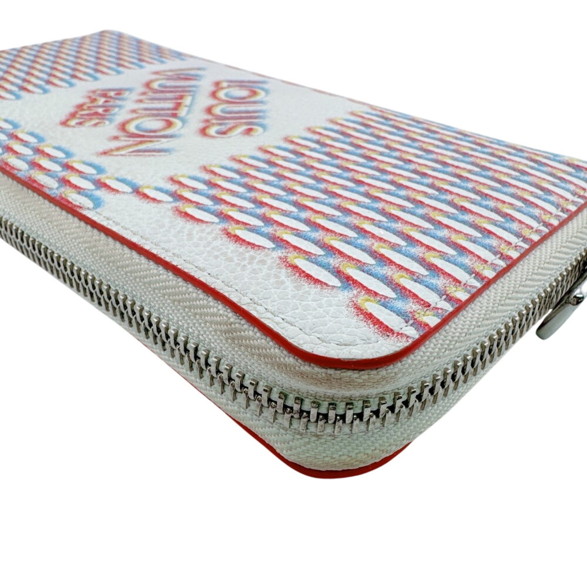 Louis Vuitton Damier Canvas Red Color White Leather Long Wallet (Bi-Fold) (Pre-Owned)