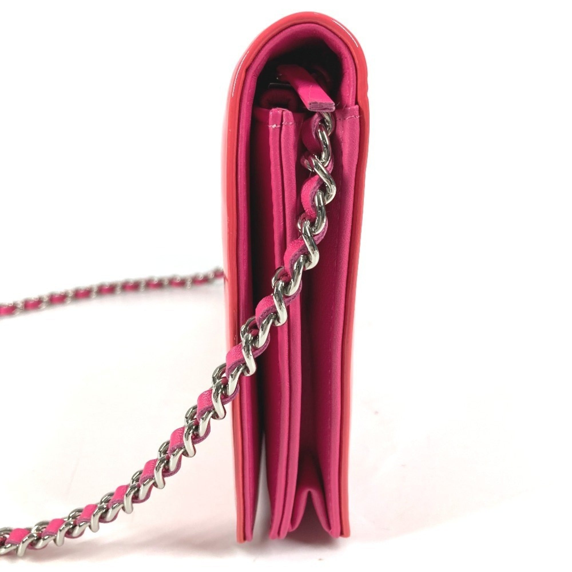 Chanel Pink Patent Leather Chain/Shoulder Wallet (Pre-Owned)