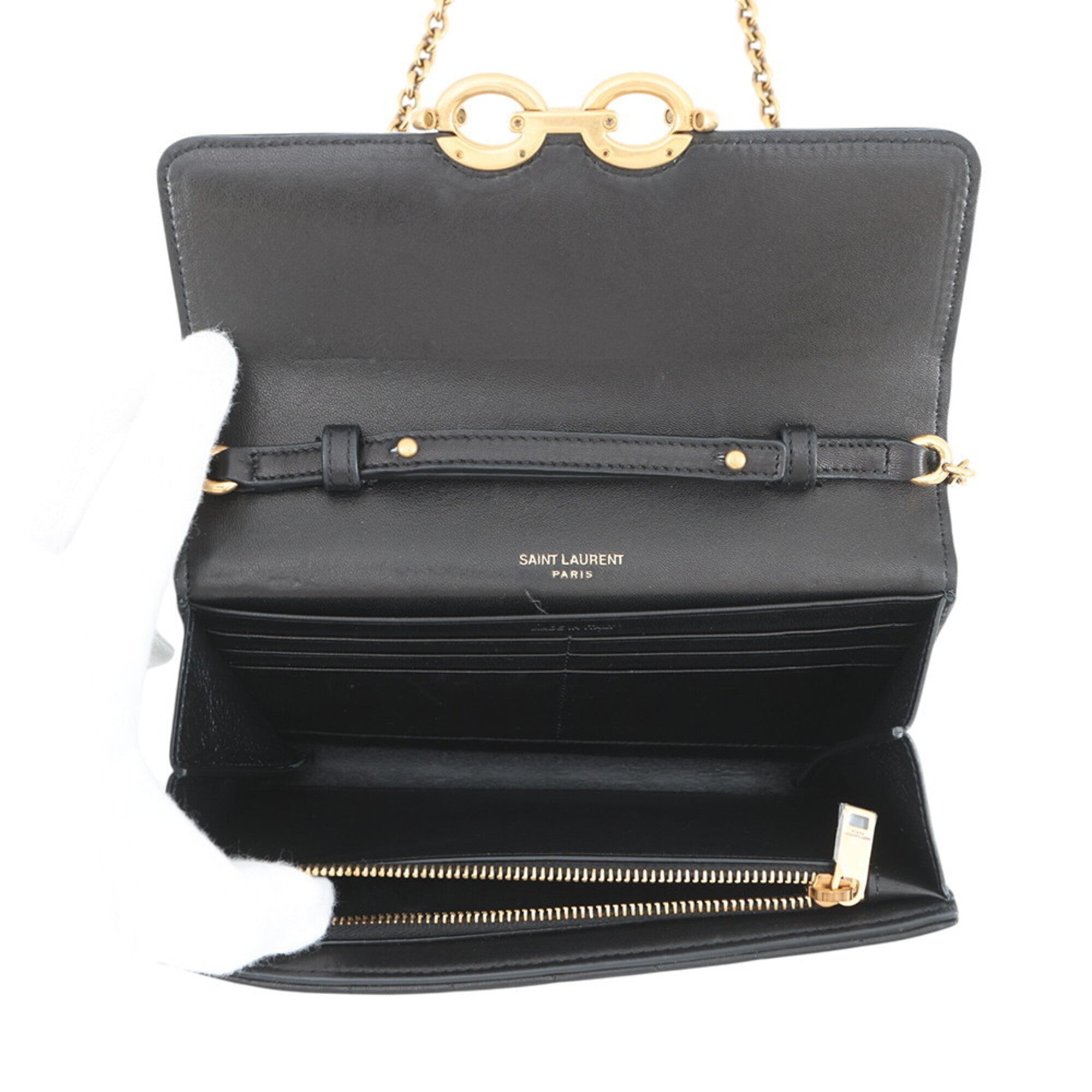 Yves Saint Laurent Black Chain/Shoulder Wallet (Pre-Owned)