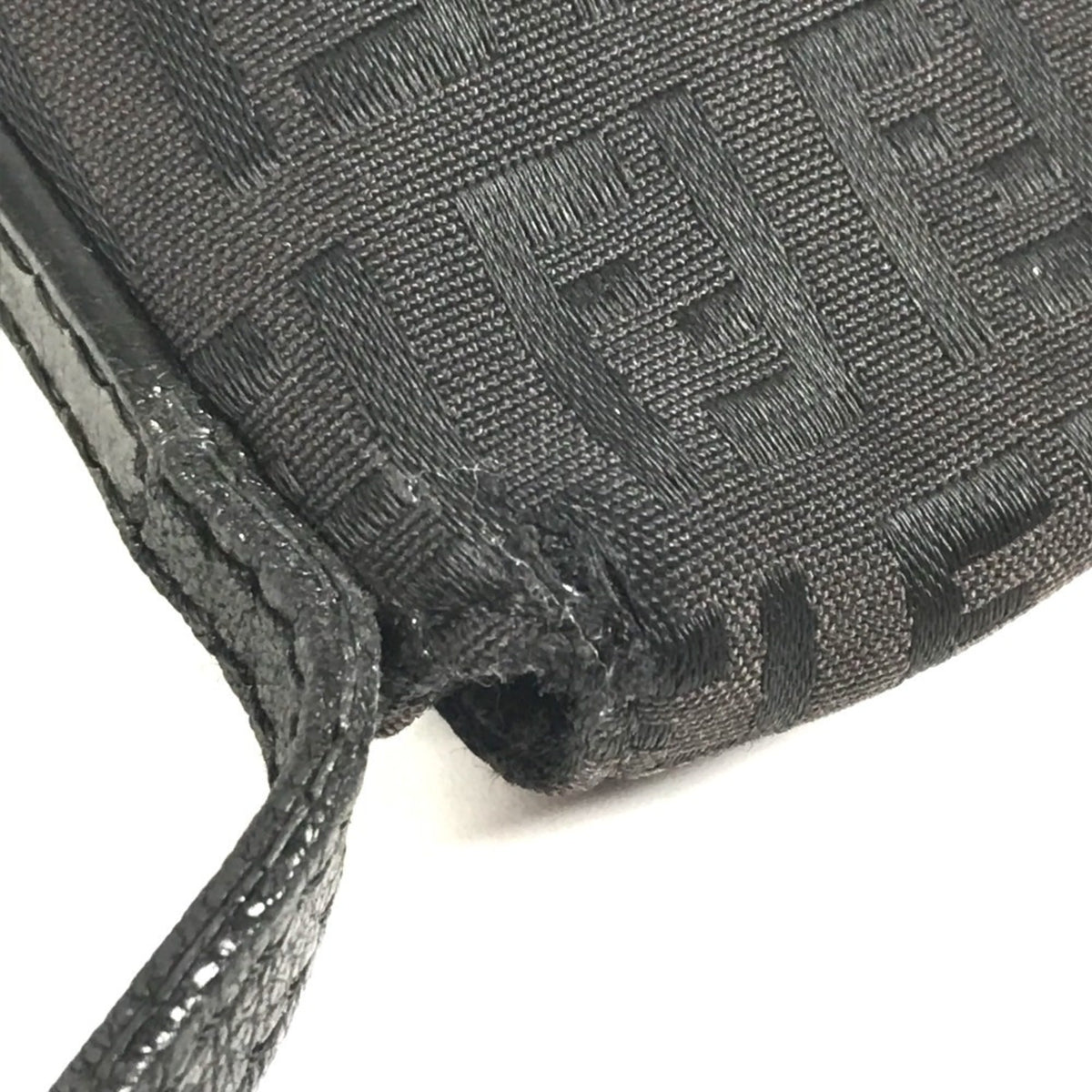 Fendi Black Zucchino Leather Canvas Pochette Shoulder Bag (Pre-Owned)
