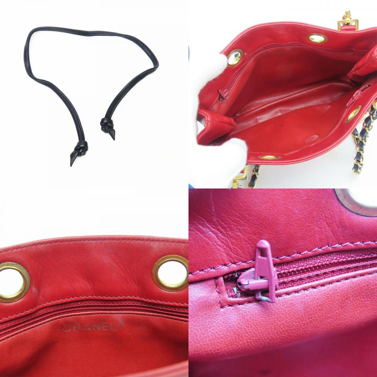 Chanel Bicolor Red Color Leather Shoulder Bag (Pre-Owned)
