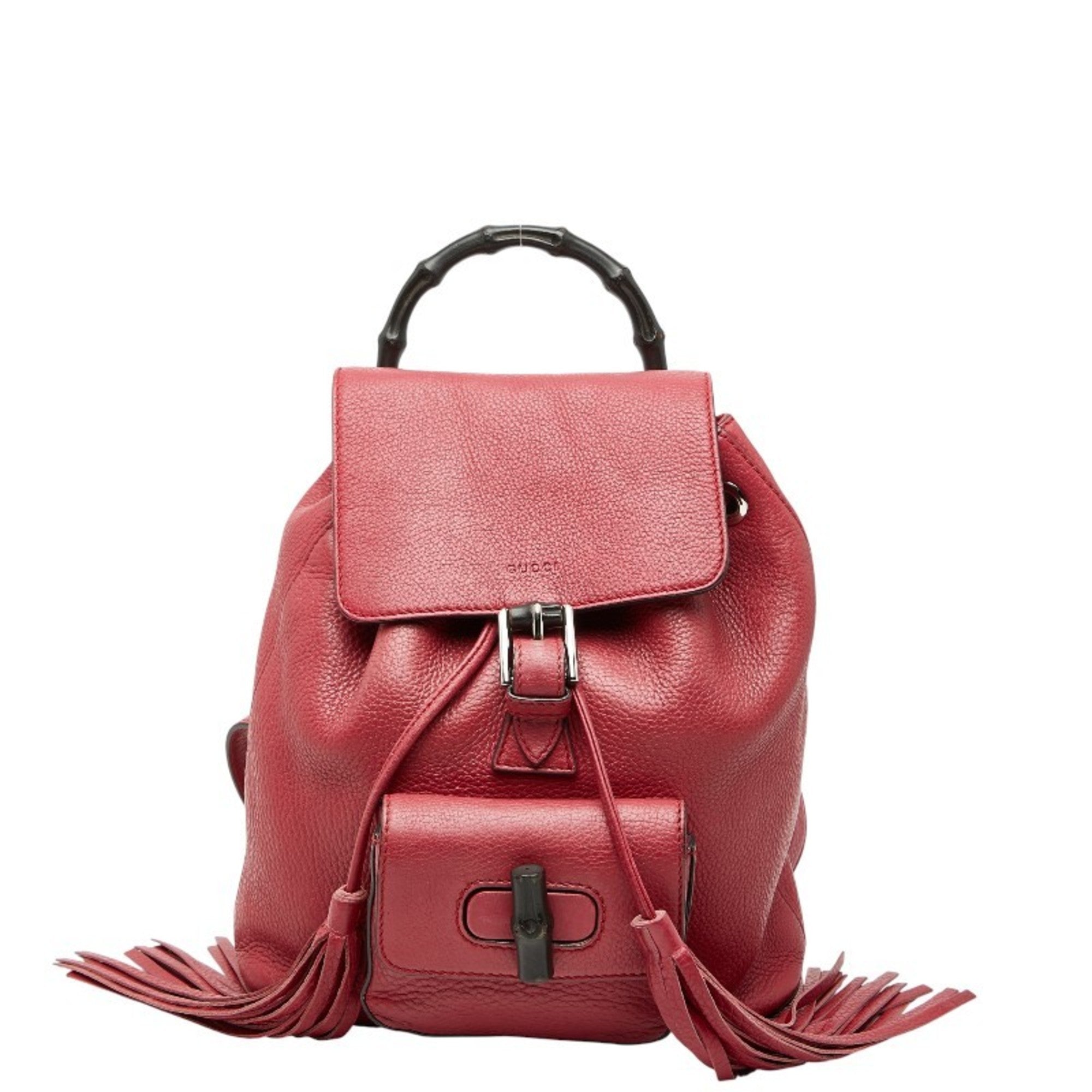 Gucci Red Color Leather Backpack (Pre-Owned)