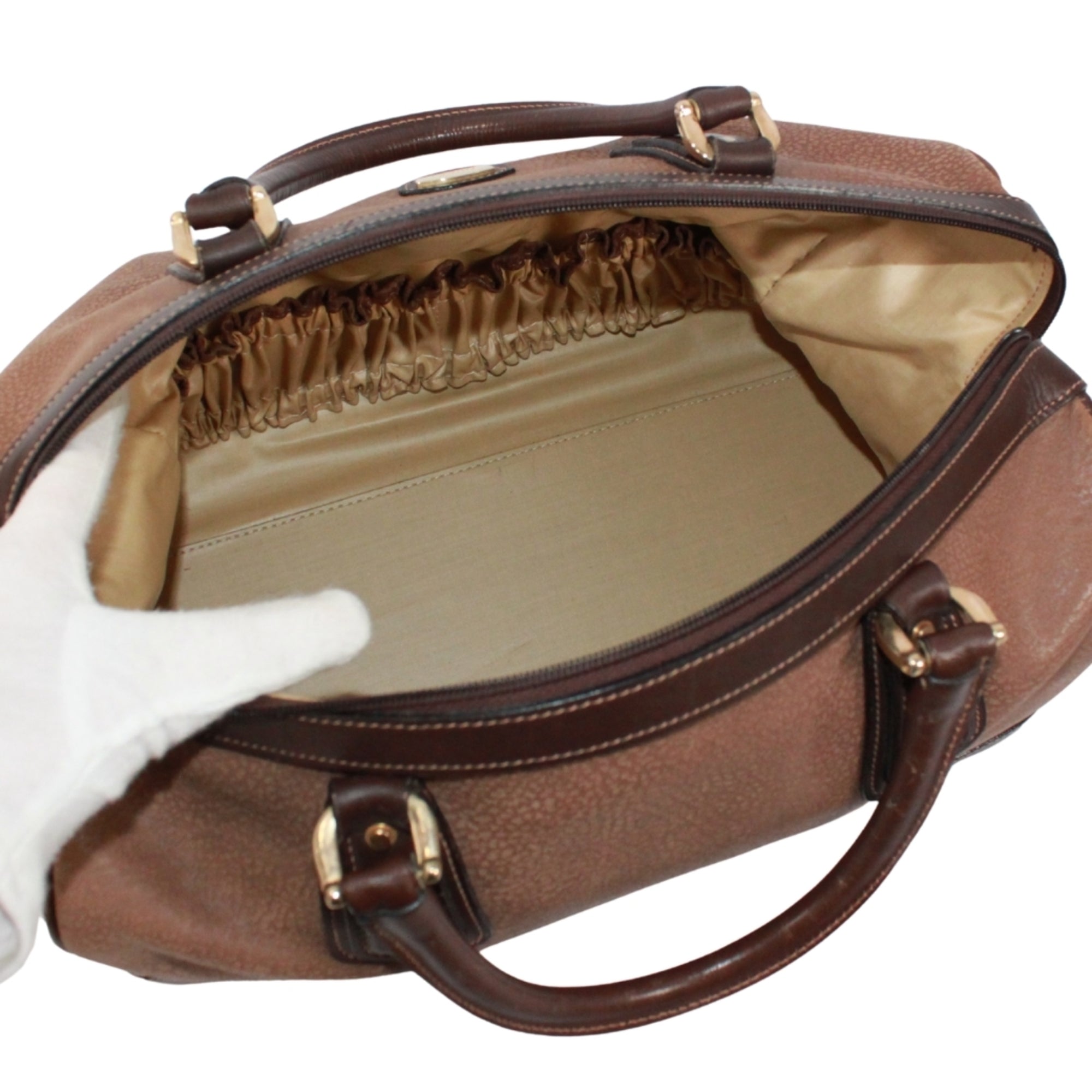 Gucci Brown Leather Boston Bag Handbag (Pre-Owned)