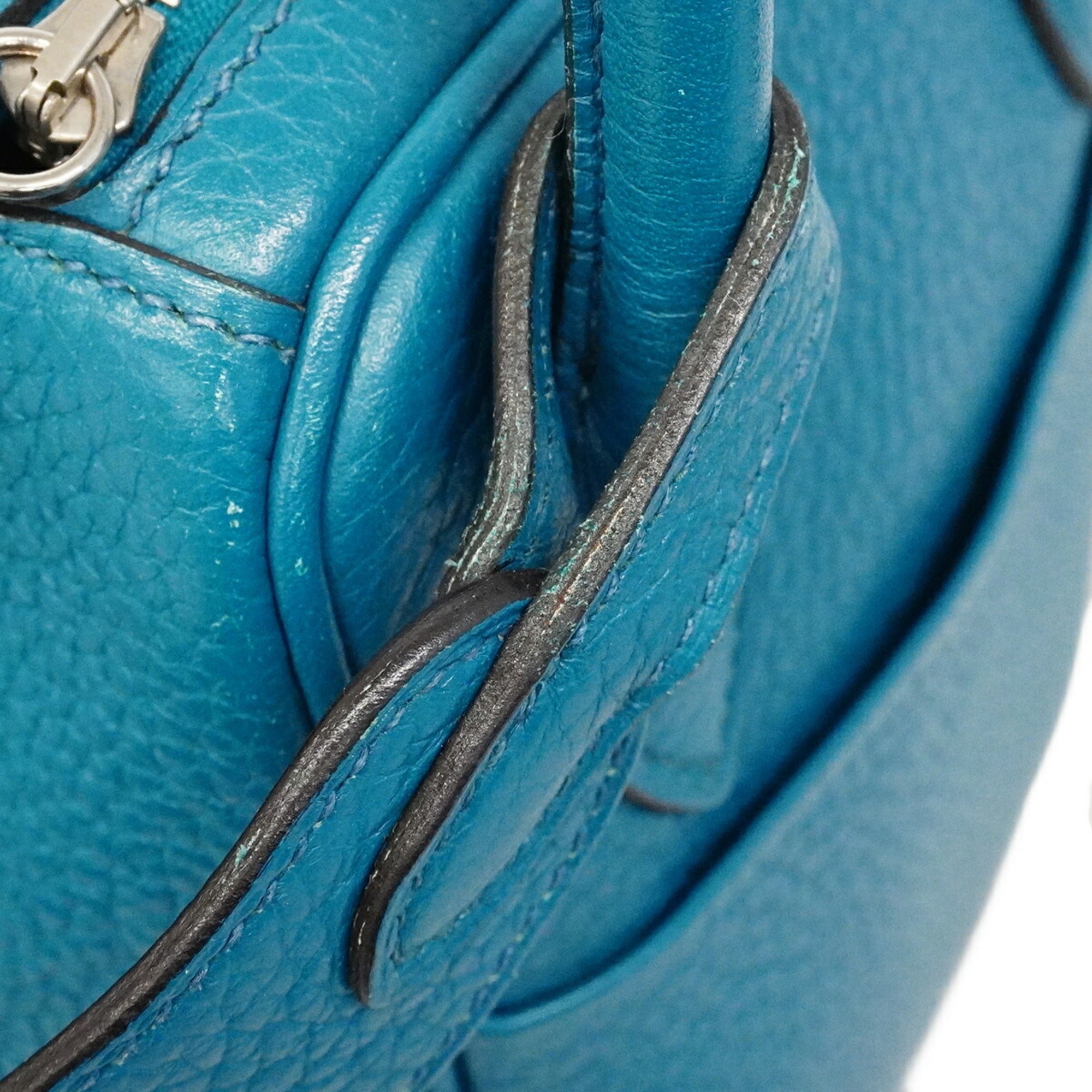 Hermes Turquoise Taurillon Clemence Leather Handbag (Pre-Owned)