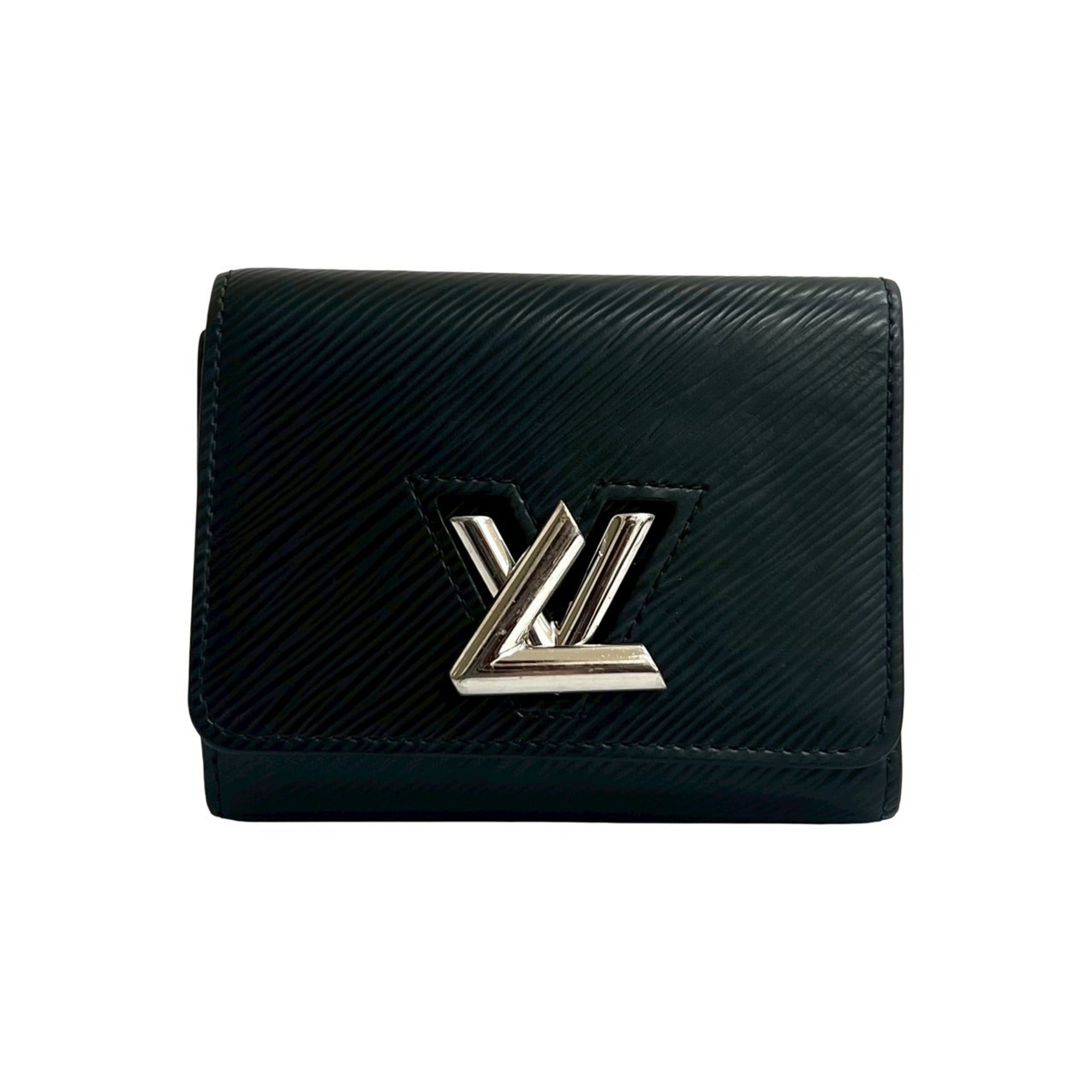 Louis Vuitton Black Leather Wallet (Tri-Fold) (Pre-Owned)