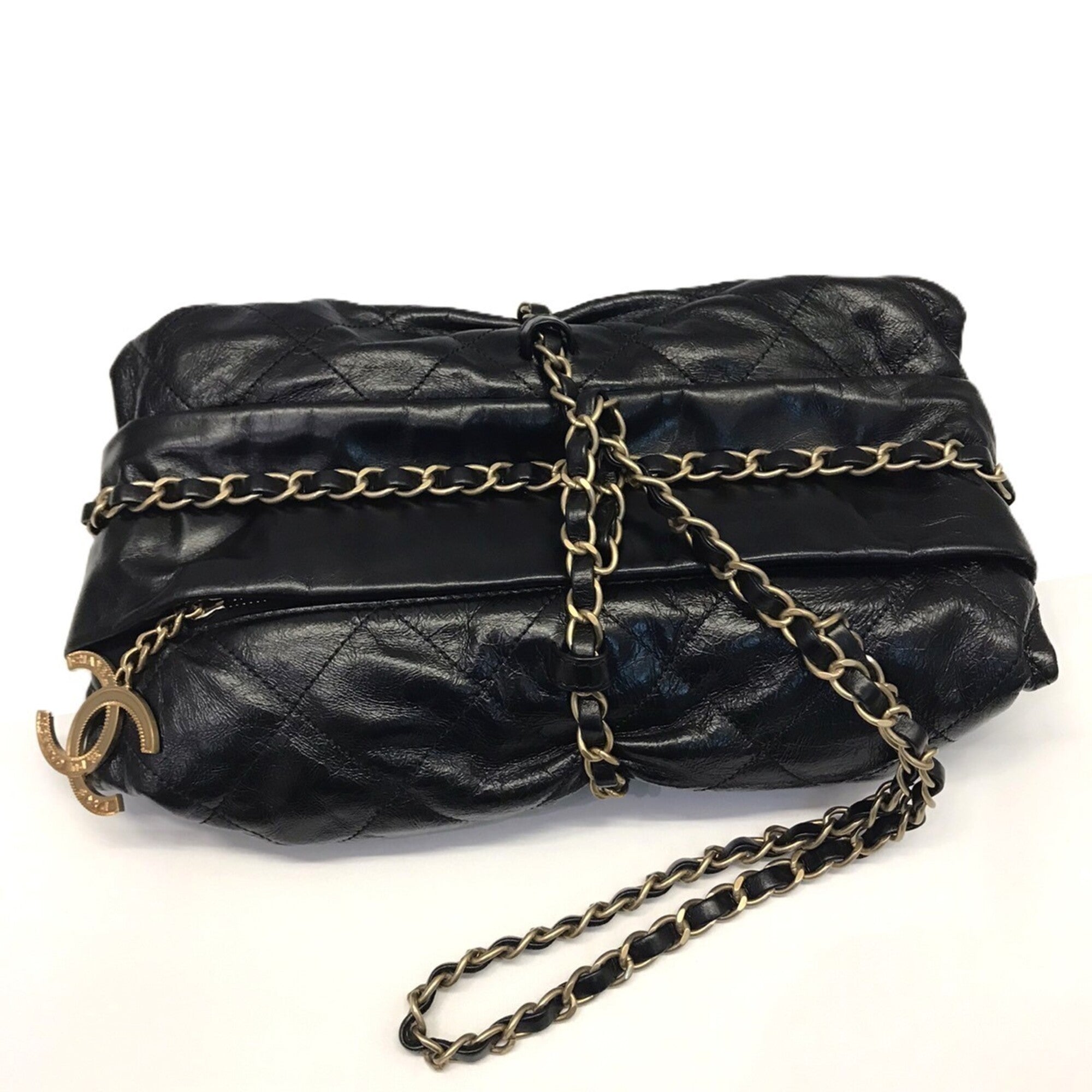 Chanel Black Leather Clutch Bag (Pre-Owned)