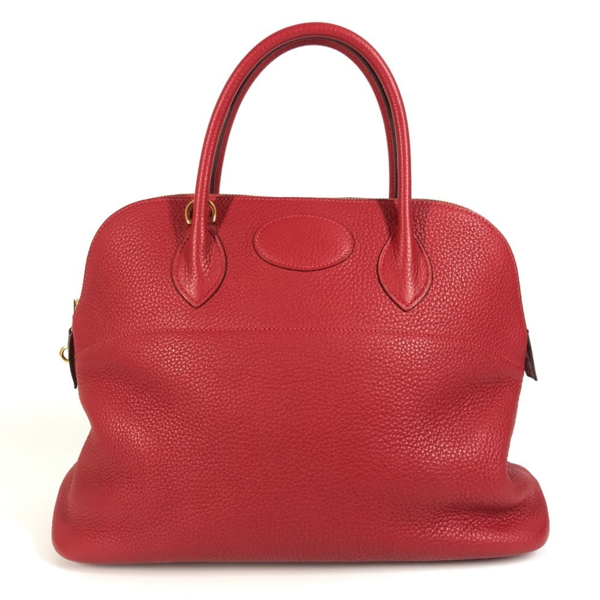 Hermes Red Color Taurillon Clemence Leather Handbag Tote Bag (Pre-Owned)