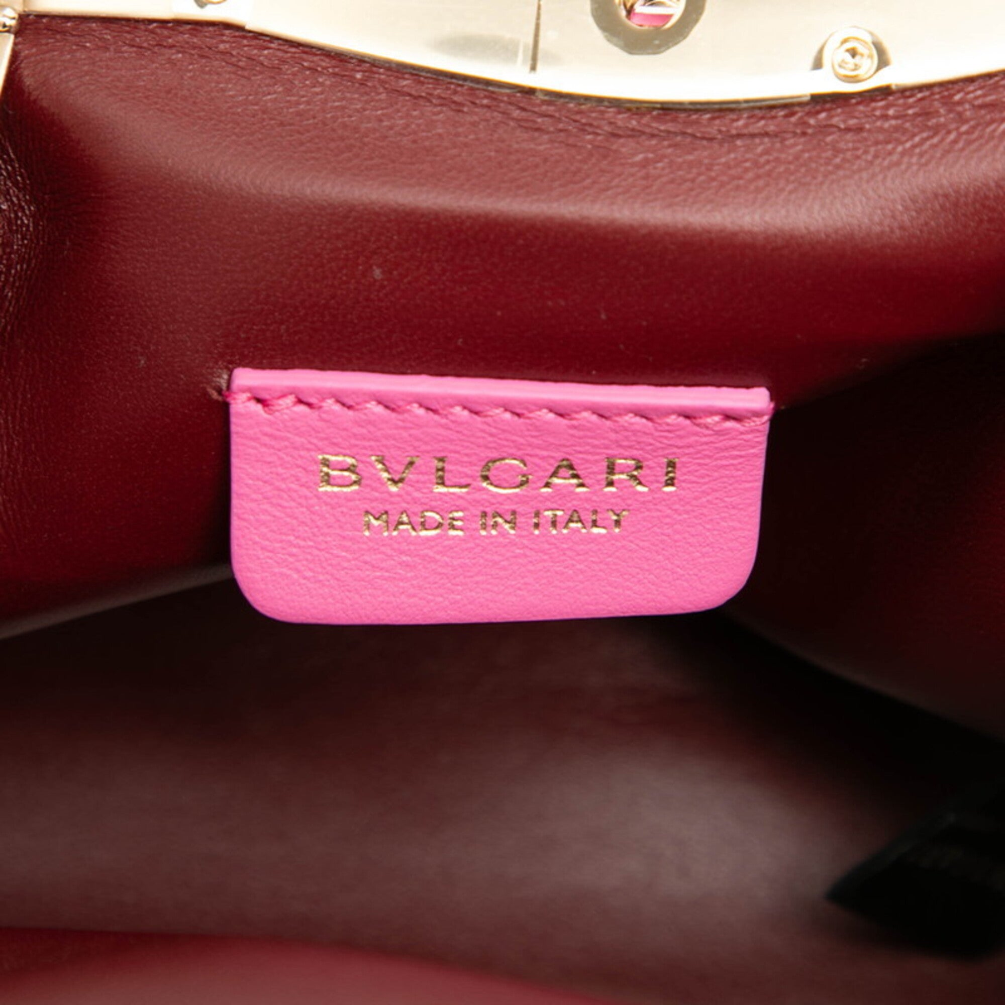 Bvlgari Pink Leather Handbag Pouch Shoulder Bag (Pre-Owned)