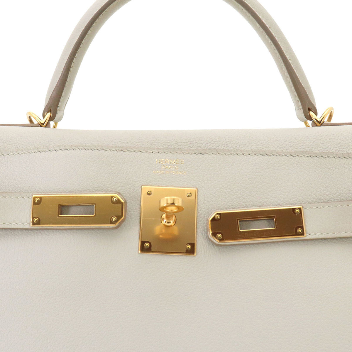 Hermes White Evercalf Leather Handbag Shoulder Bag (Pre-Owned)