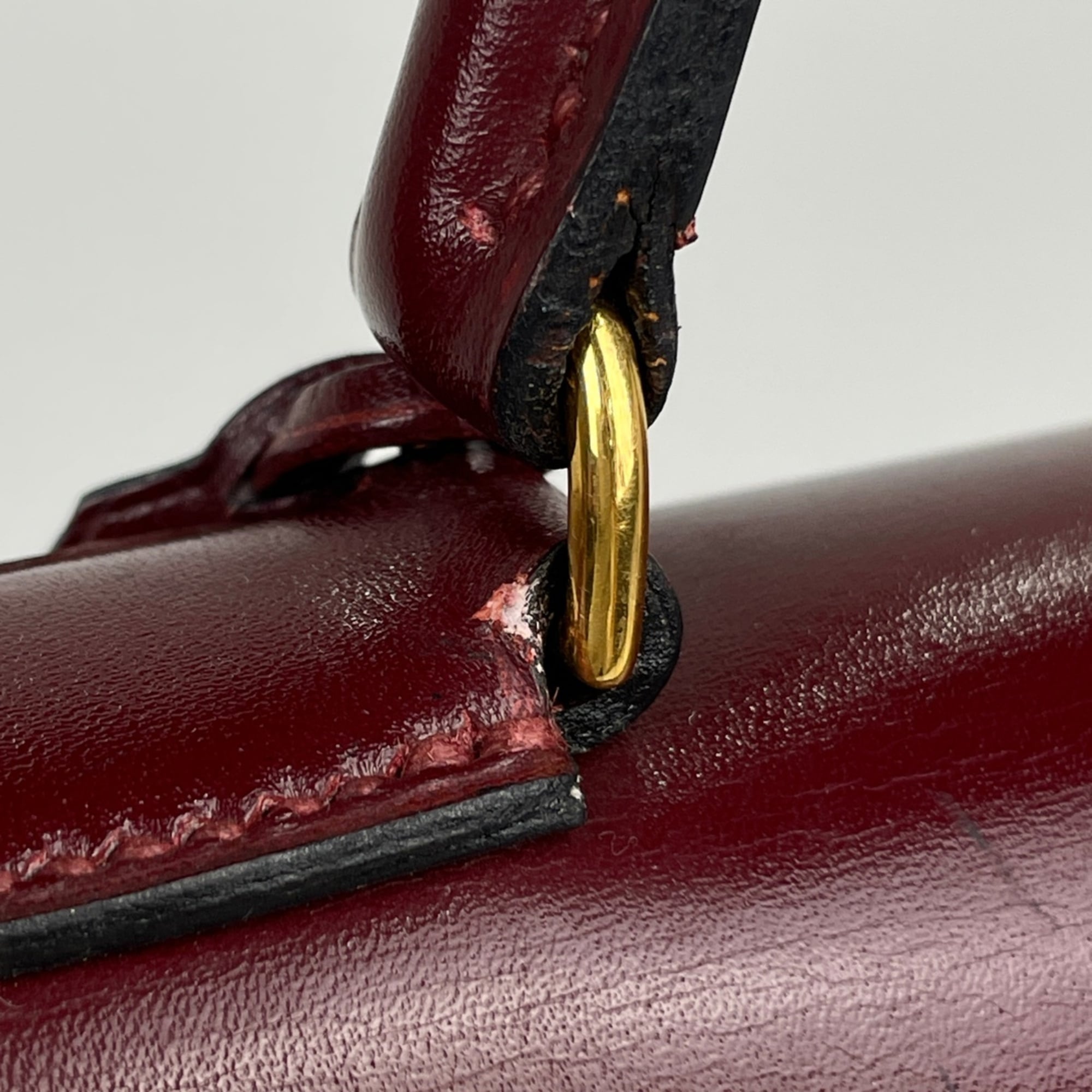 Hermes Kelly Rouge H Box Calf Leather Handbag (Pre-Owned)