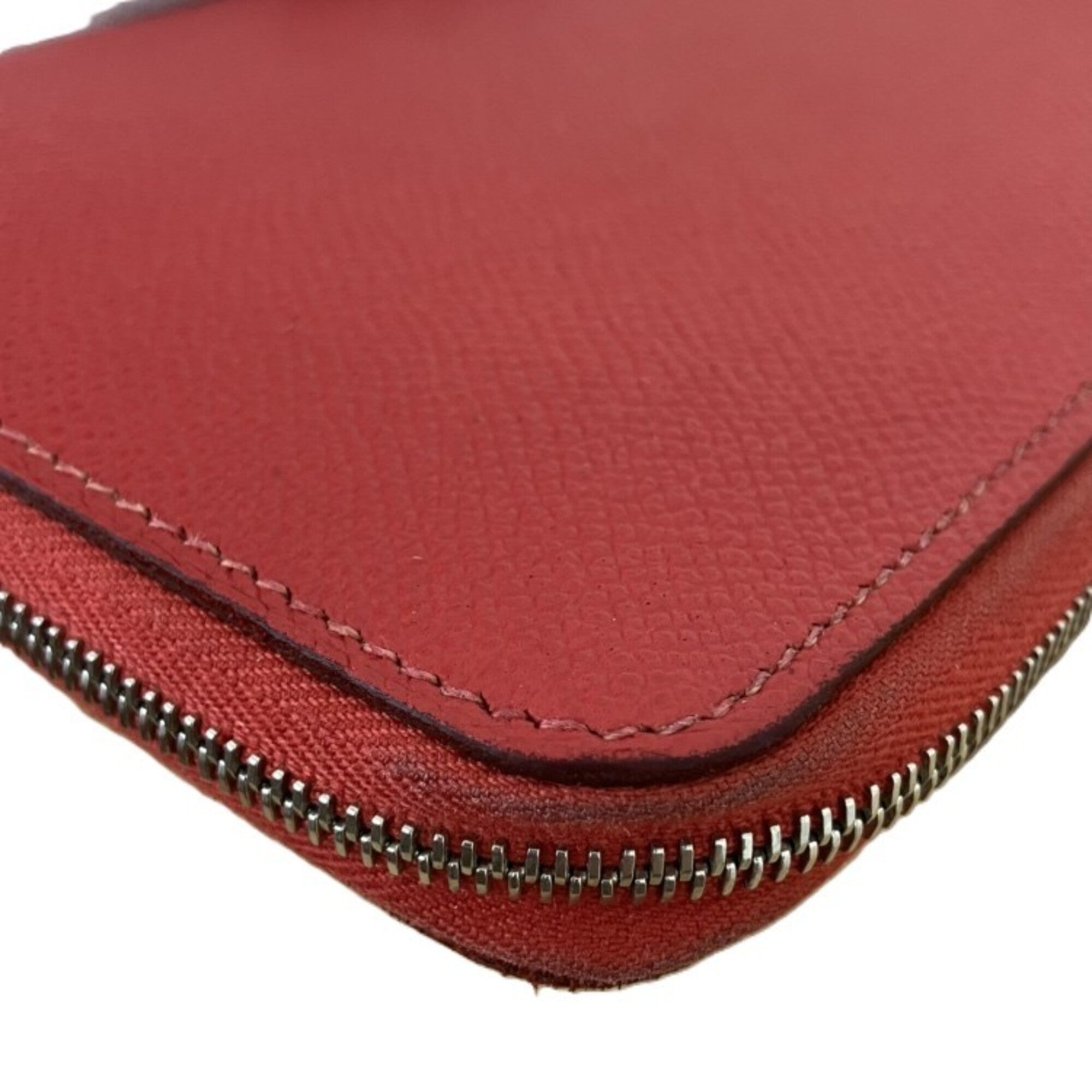 Hermes Red Color Leather Long Wallet (Bi-Fold) (Pre-Owned)