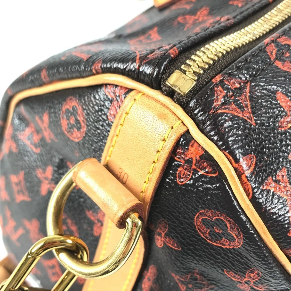Louis Vuitton Brown Orange Monogram Canvas Boston Bag Handbag Shoulder Bag (Pre-Owned)