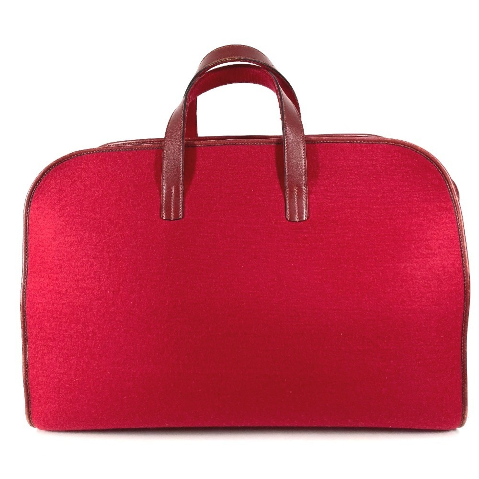 Hermes Red Color Felt Leather Boston Bag (Pre-Owned)