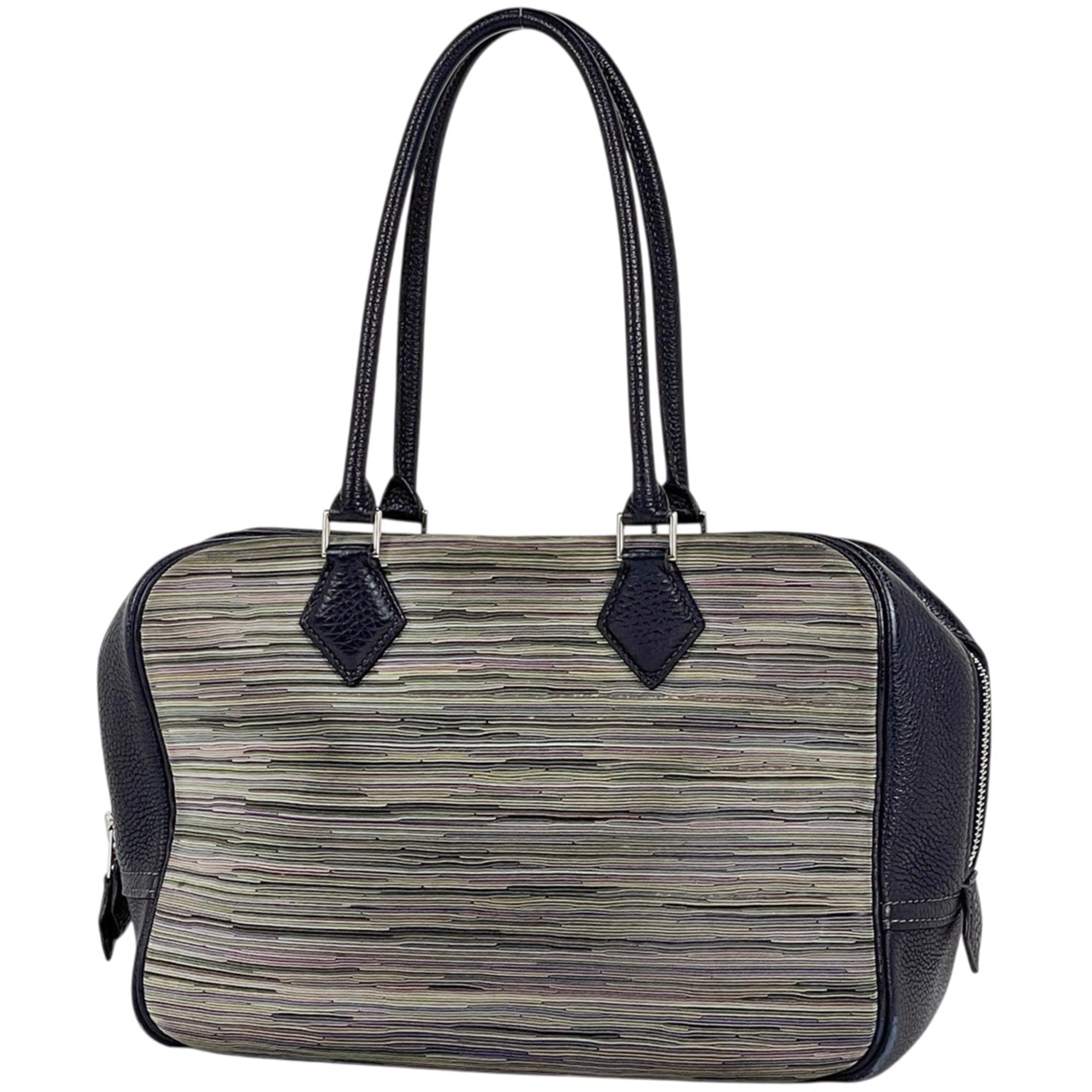 Hermes Navy Taurillon Clemence Leather Vibrato Leather Handbag (Pre-Owned)