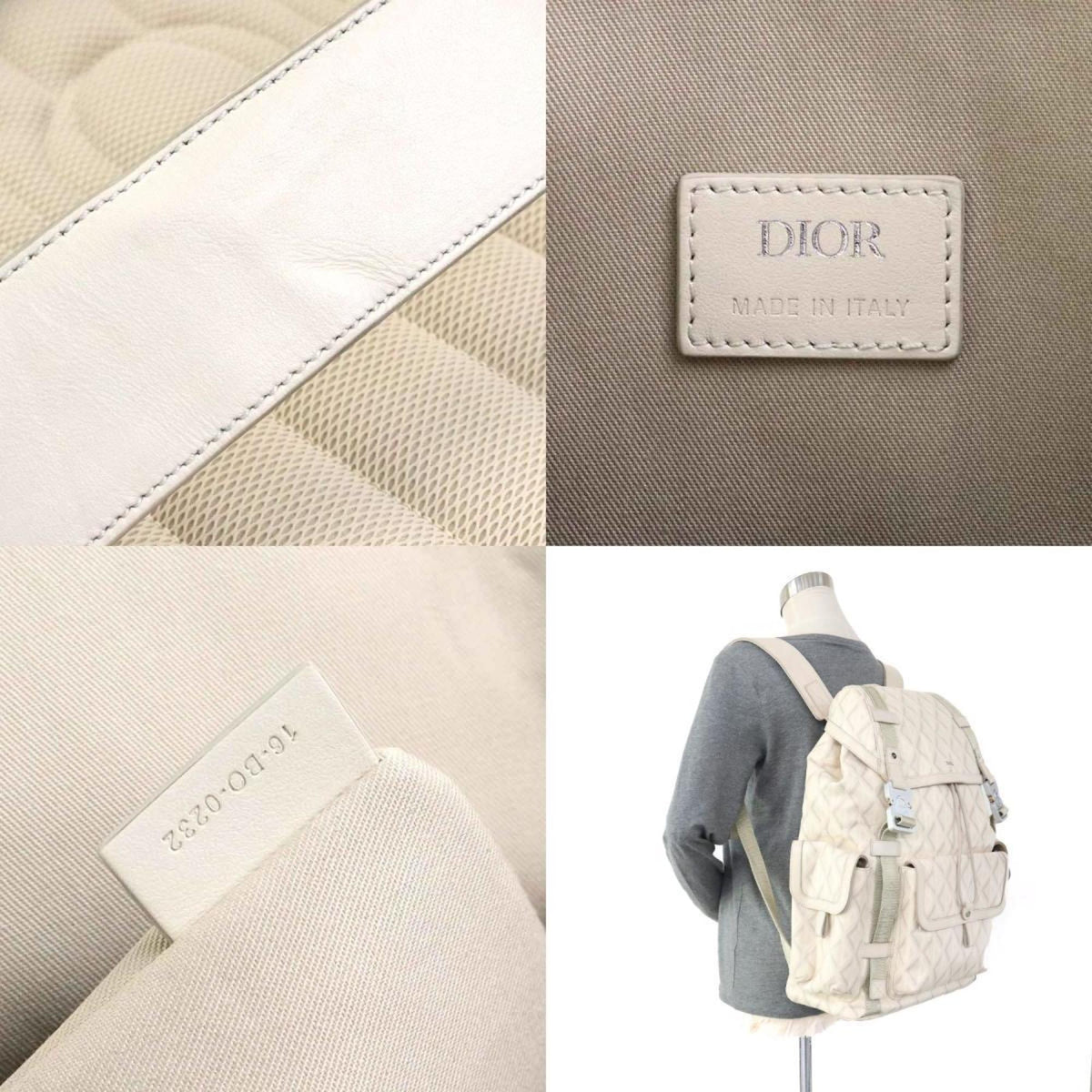 Christian Dior Light Beige Coated Canvas Leather Backpack (Pre-Owned)