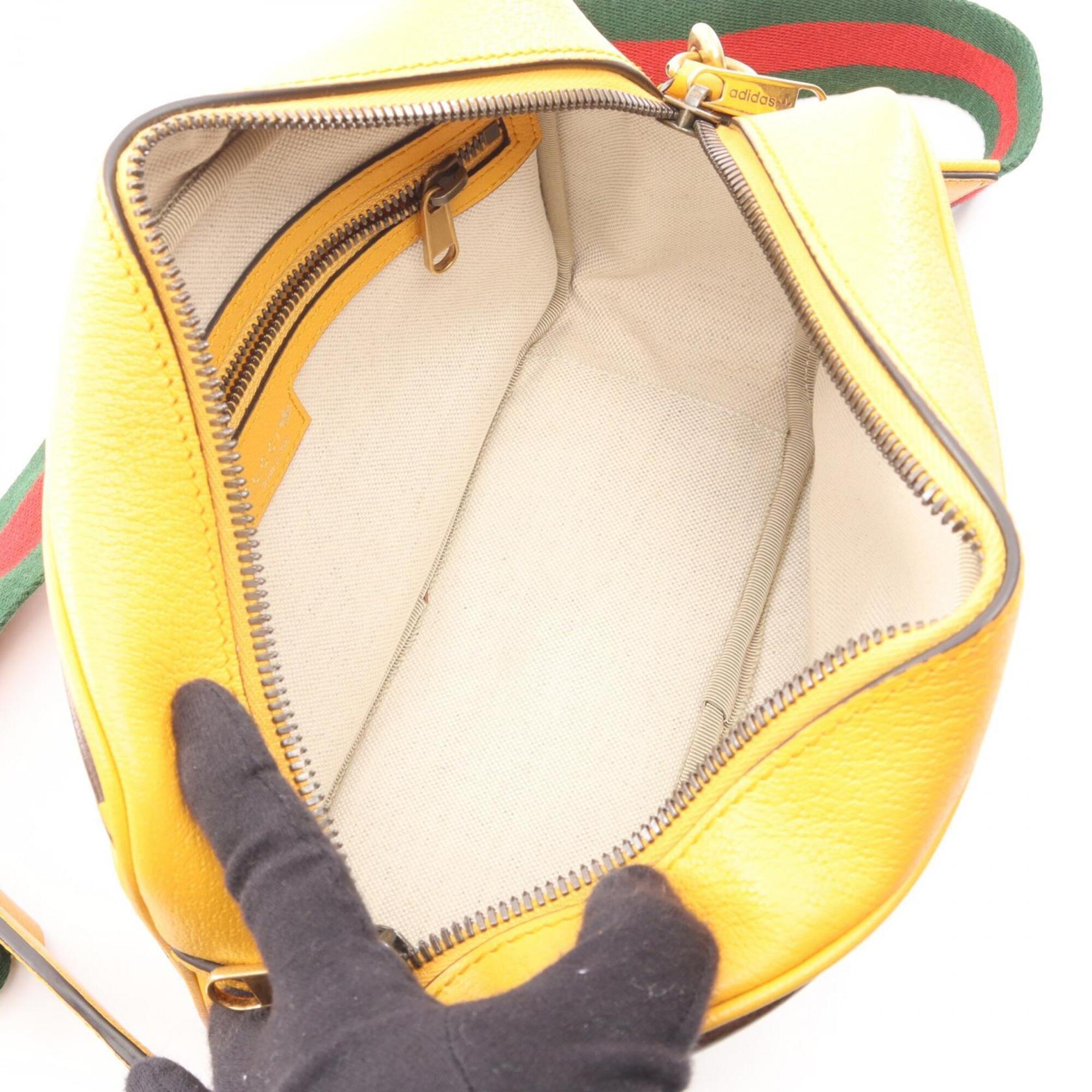 Gucci Brown Yellow Leather Handbag Shoulder Bag (Pre-Owned)