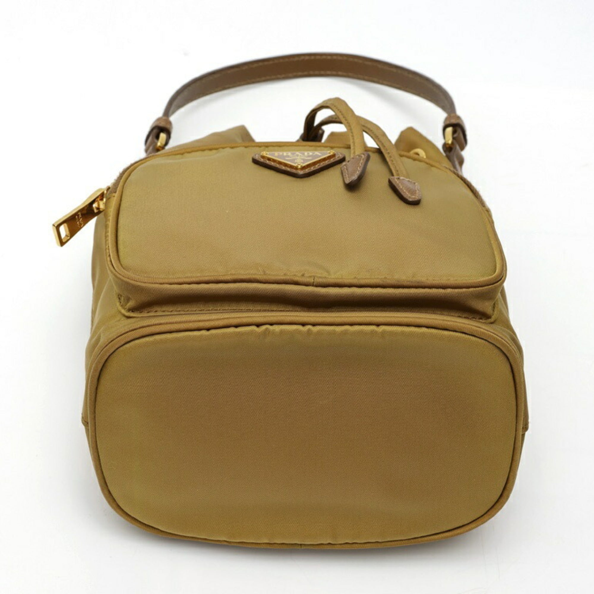 Prada Beige Nylon Leather Shoulder Bag (Pre-Owned)