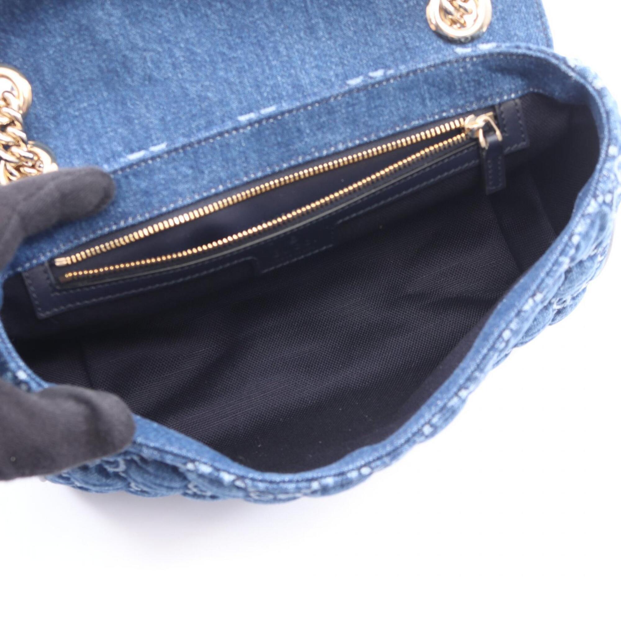 Gucci Black Navy Denim Leather Handbag Shoulder Bag (Pre-Owned)