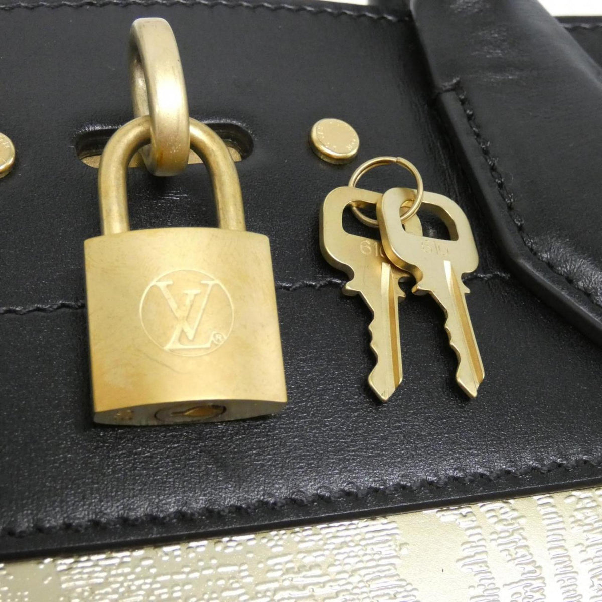 Louis Vuitton Black Gold Leather Handbag (Pre-Owned)