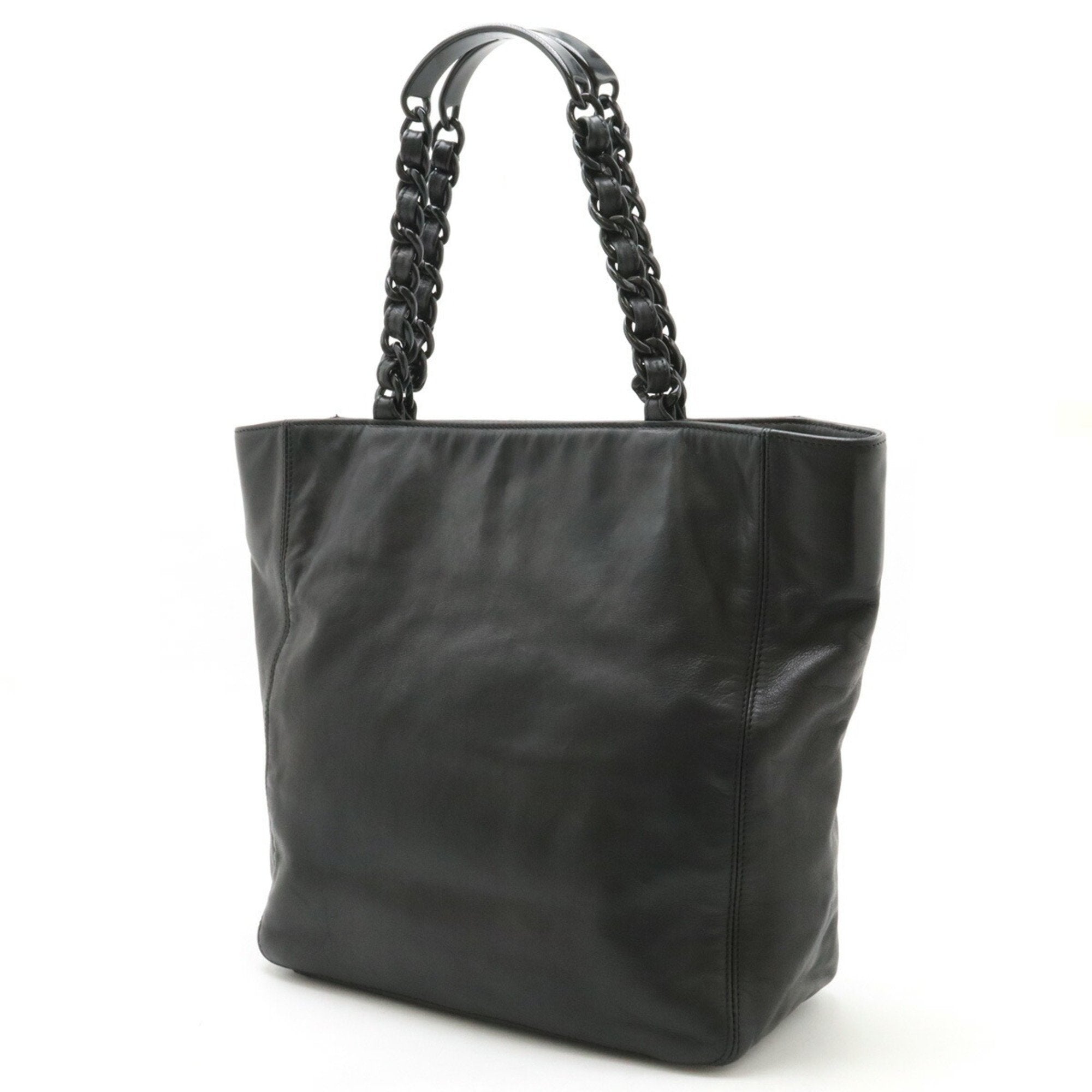 Chanel Black Plastic Leather Tote Bag (Pre-Owned)