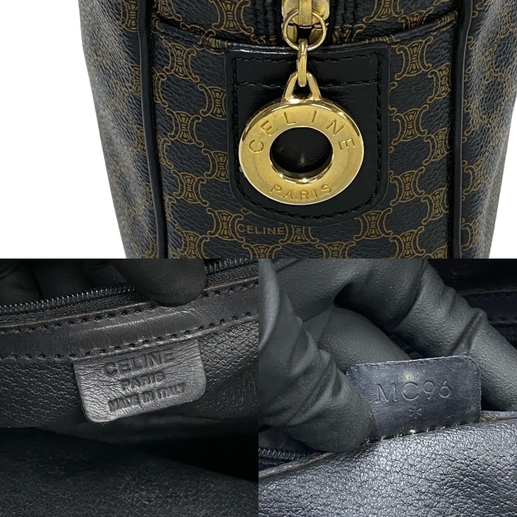 Celine Black Brown Leather Pvc Boston Bag Handbag (Pre-Owned)
