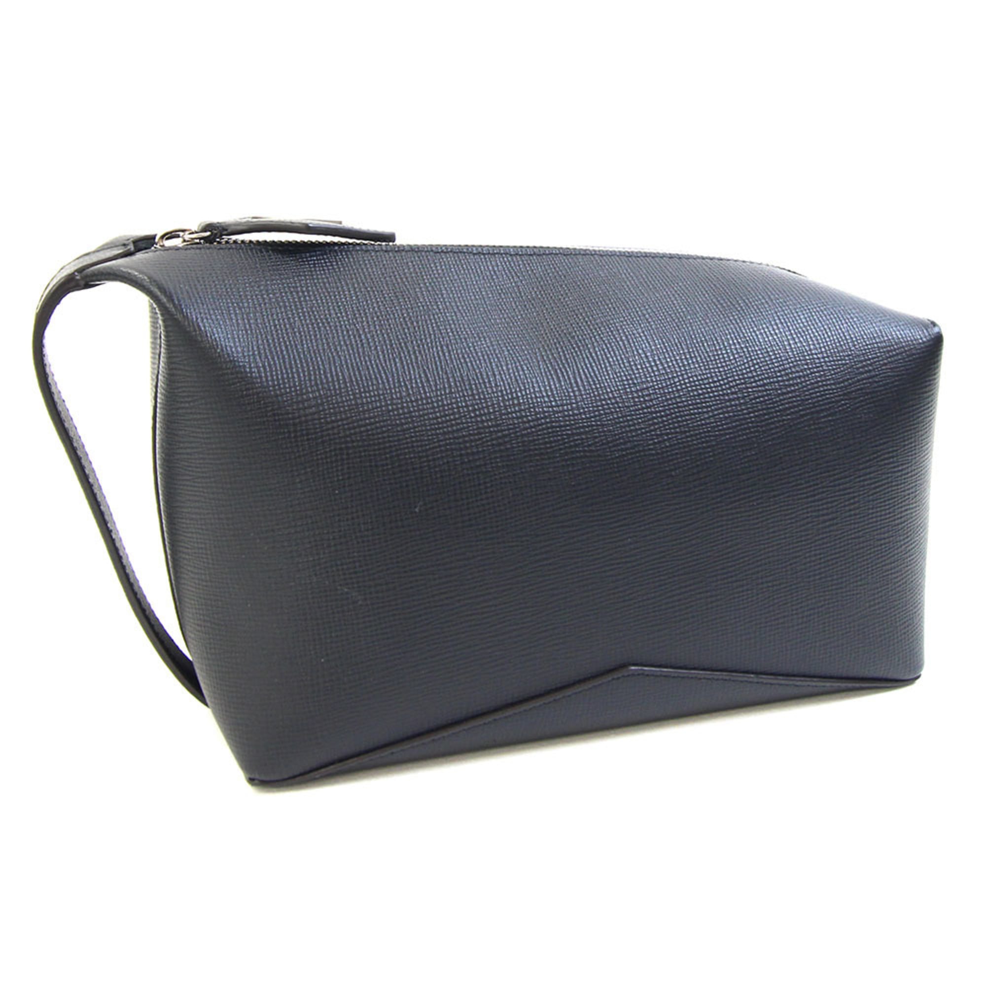 Cartier Black Leather Clutch Bag Handbag Pouch (Pre-Owned)