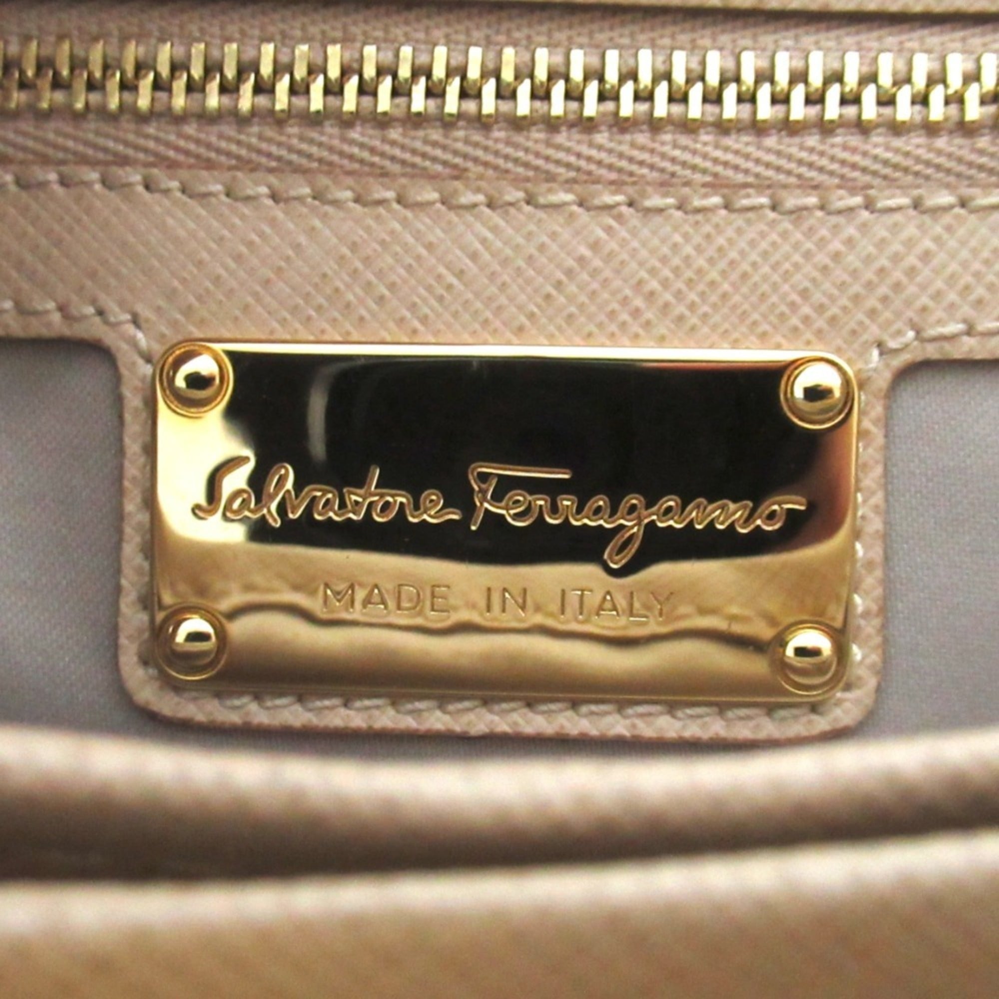 Salvatore Ferragamo Beige Shoulder Bag Tote Bag (Pre-Owned)