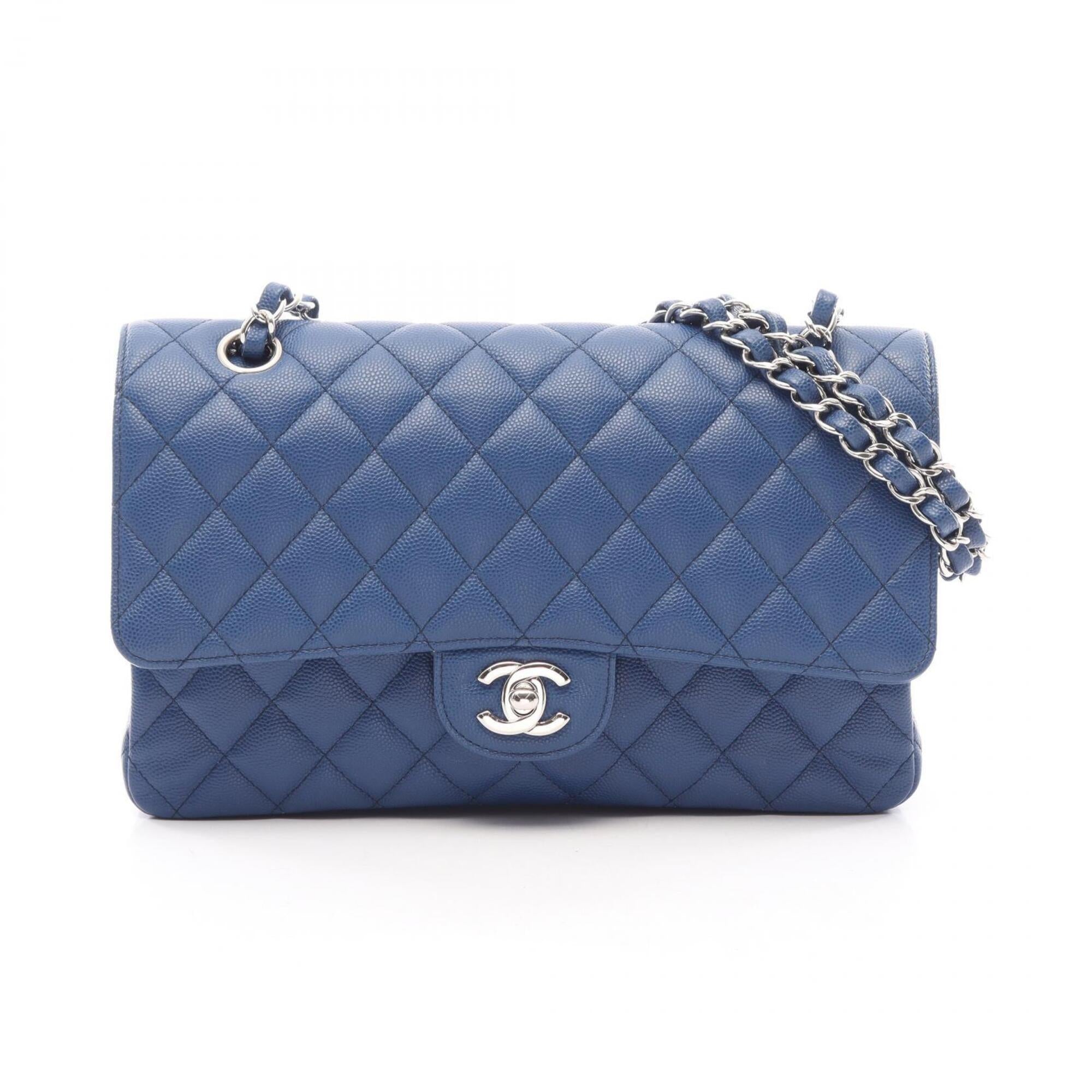Chanel Blue Grained Calfskin Handbag Shoulder Bag (Pre-Owned)