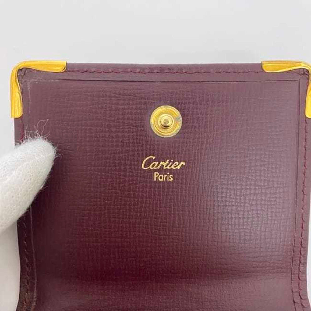 Cartier Bordeaux Leather Coin Purse/Coin Case (Pre-Owned)