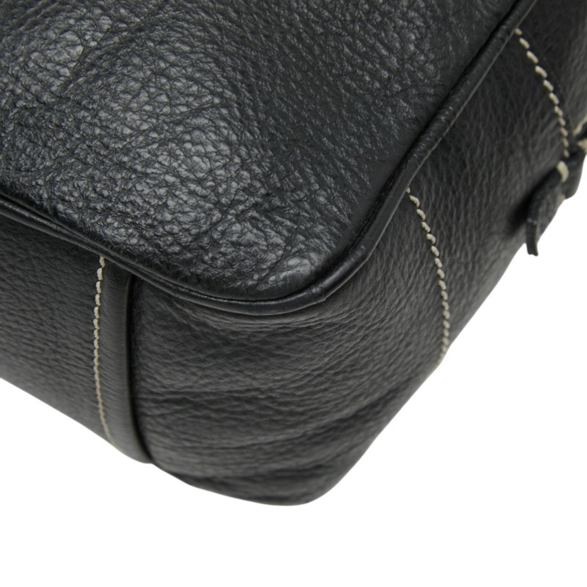 Prada Black Leather Boston Bag Handbag (Pre-Owned)