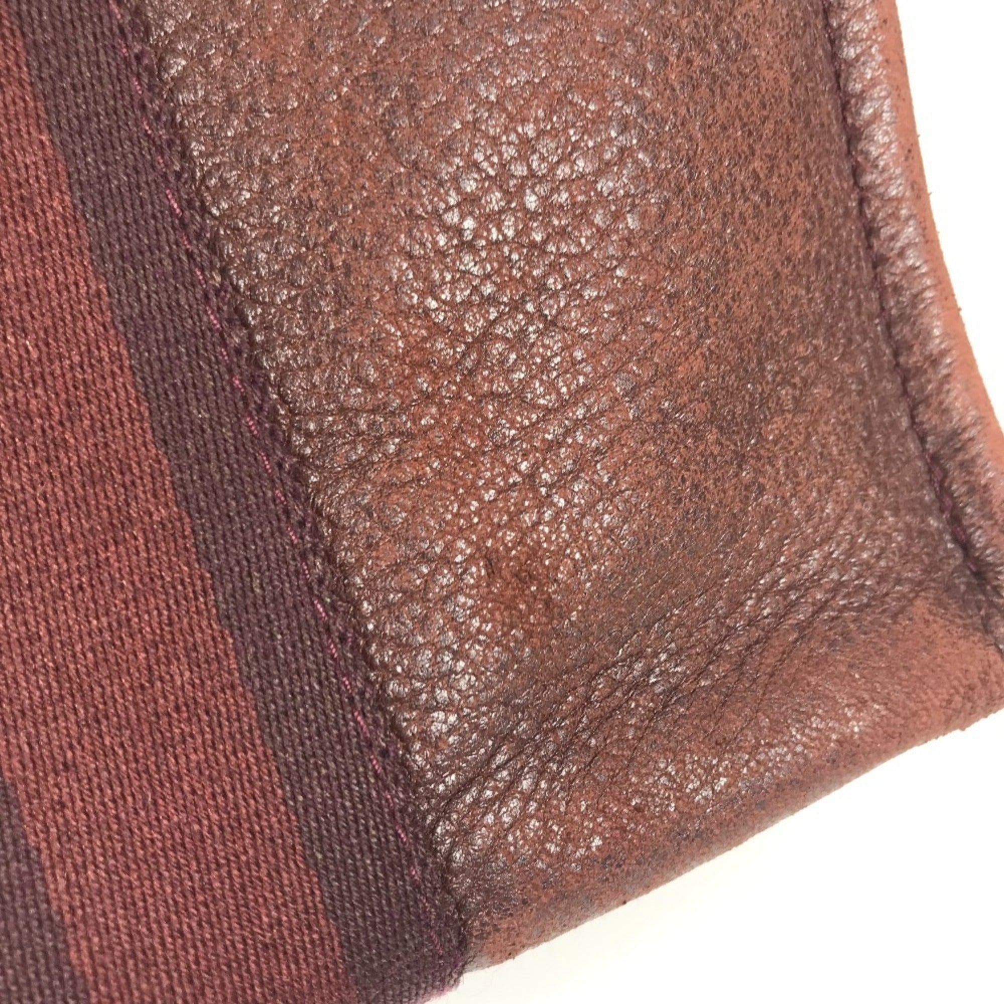 Hermes Red Color Wine Canvas Leather Handbag Tote Bag (Pre-Owned)