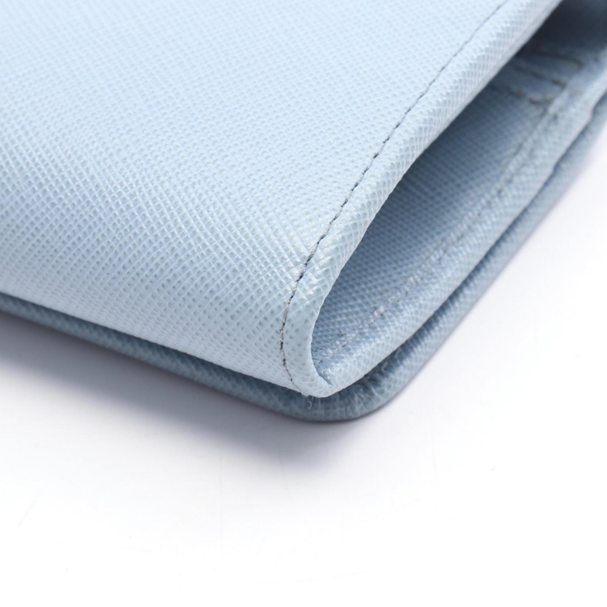 Prada Blue Leather Long Wallet (Bi-Fold) (Pre-Owned)